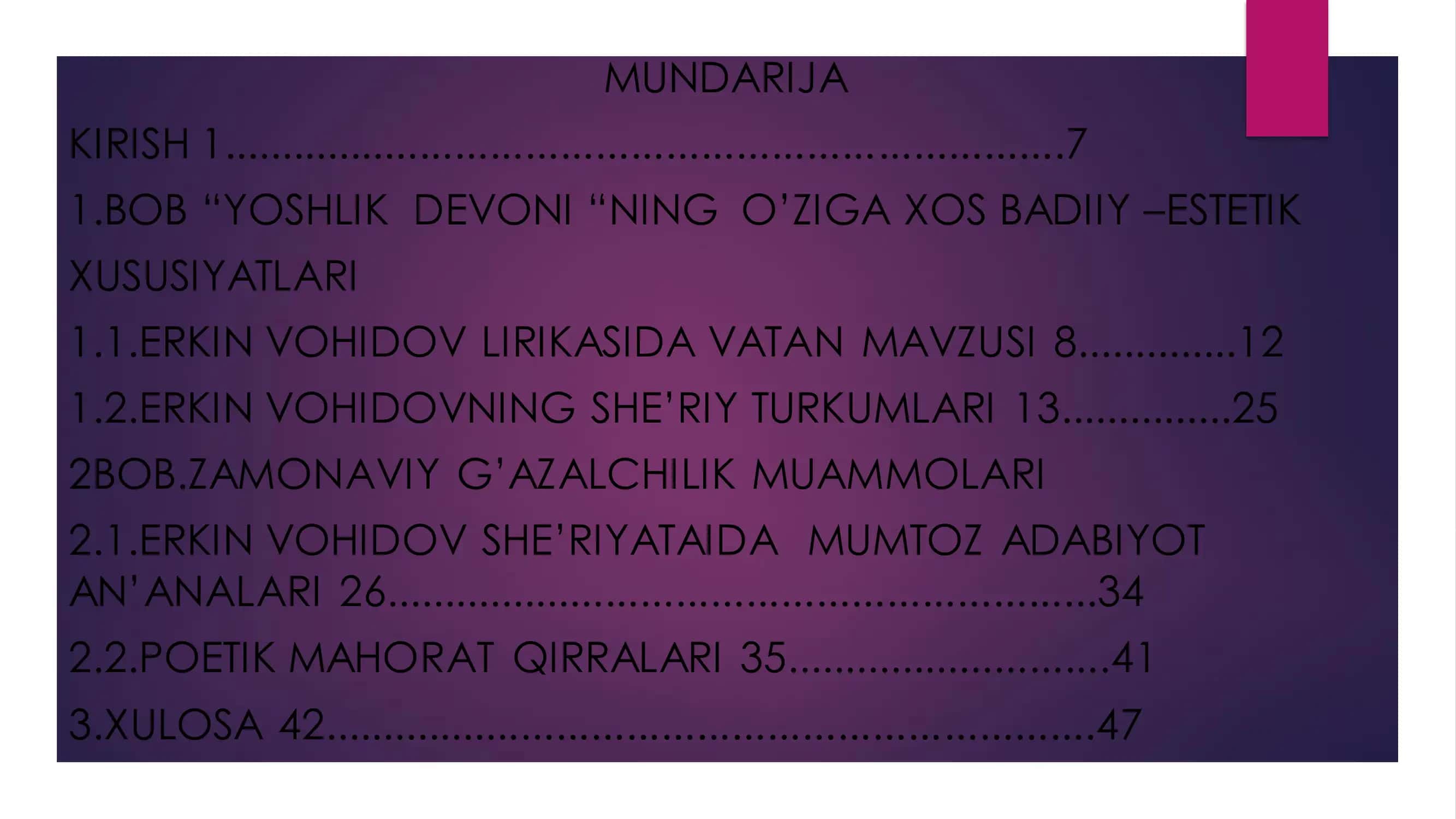 Kurs ishi "Yoshlik devoni" va zamonaviy g’azalchilik muammolari 2