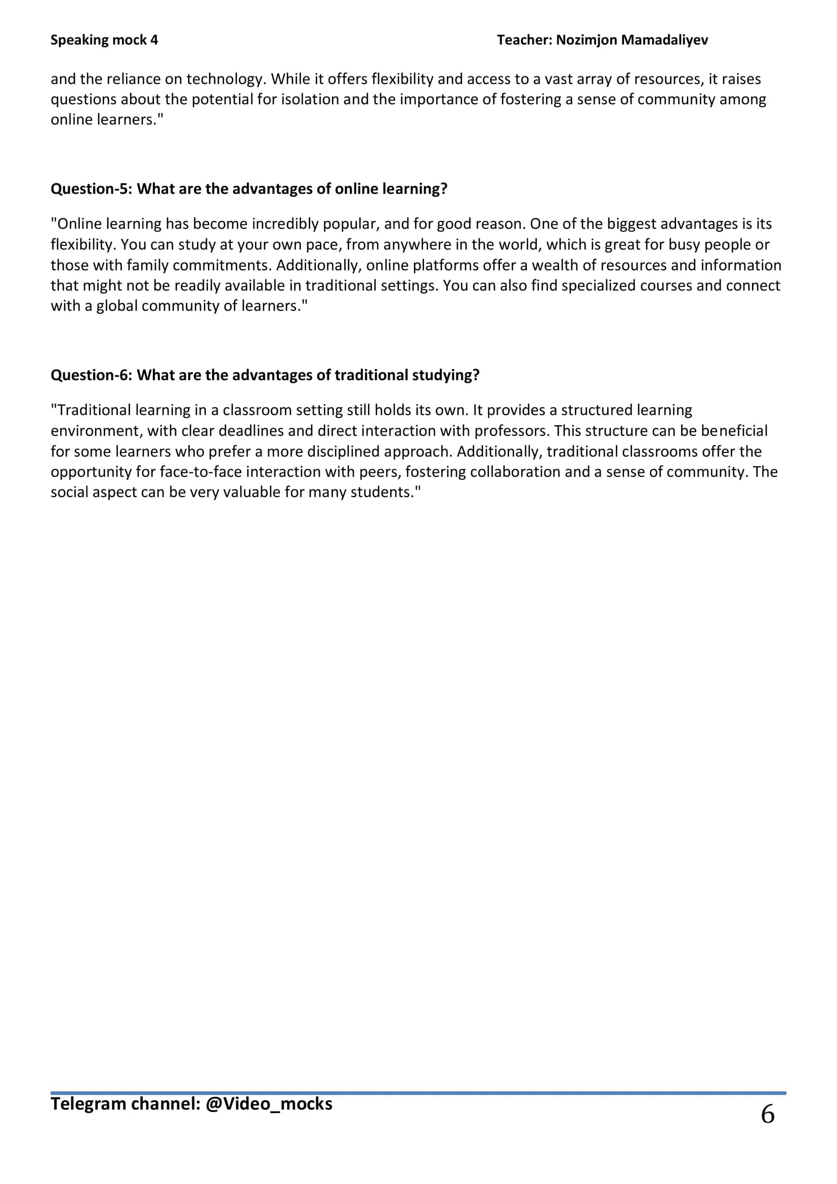 Speaking mock 4 2