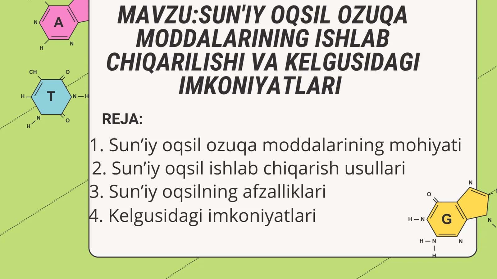 SUN'IY OQSIL OZUQA MODDALARINING ISHLAB CHIQARILISHI VA KELGUSIDAGI IMKONIYATLARI 2