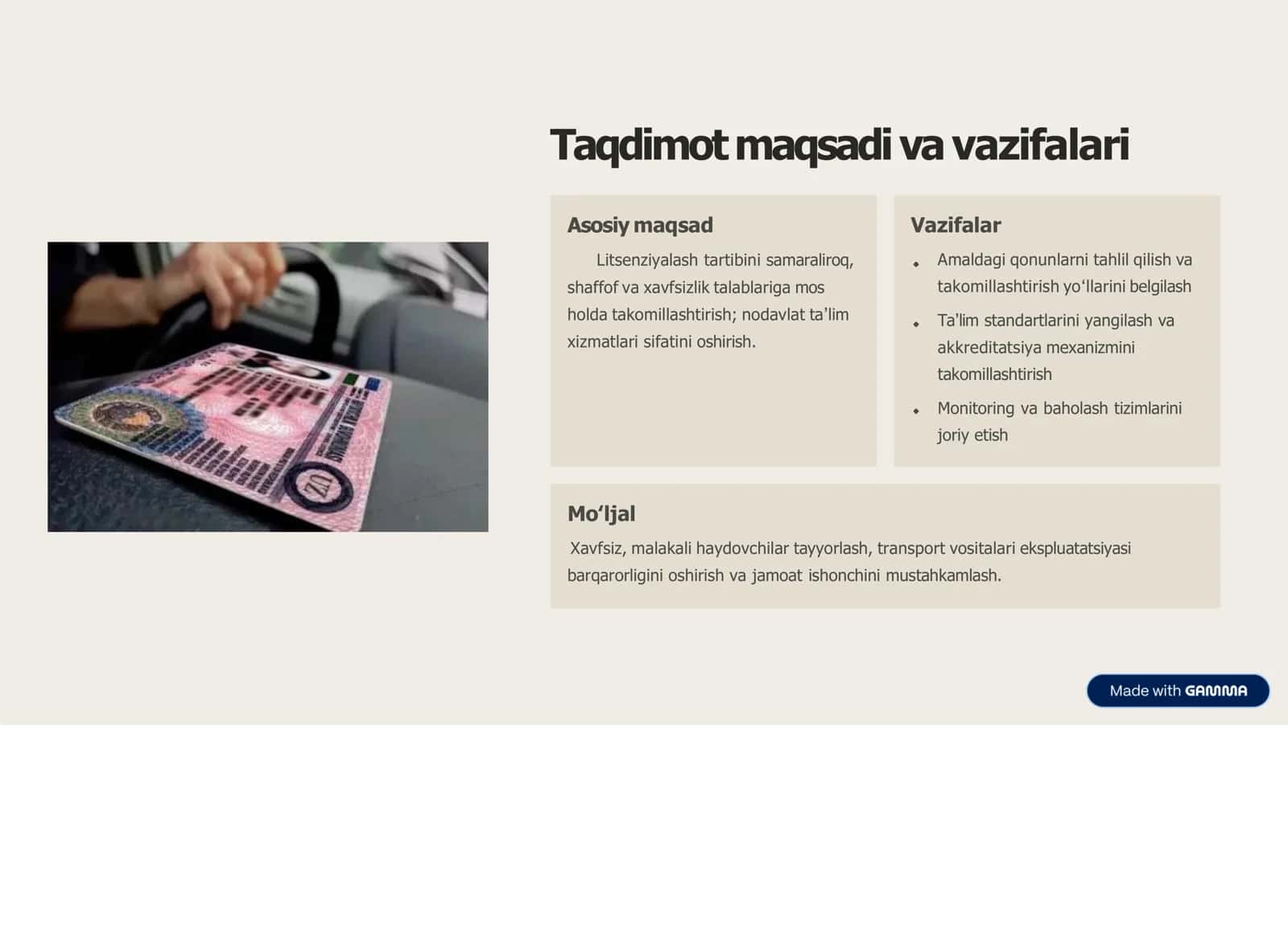 Avtomototransport va shahar elektr transporti haydovchilarini tayyorlashda litsenziyalash 2