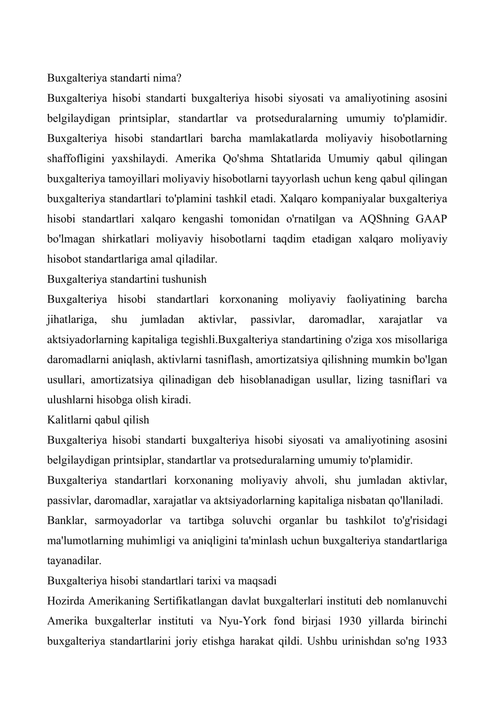 Buxgalteriya hisobining standartlari 2