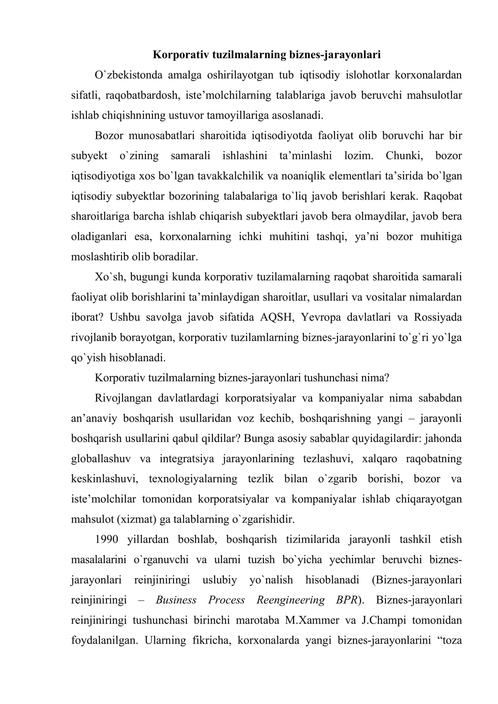 Korporativ tuzilmalarning biznes-jarayonlarining asosiy tushunchalari 2