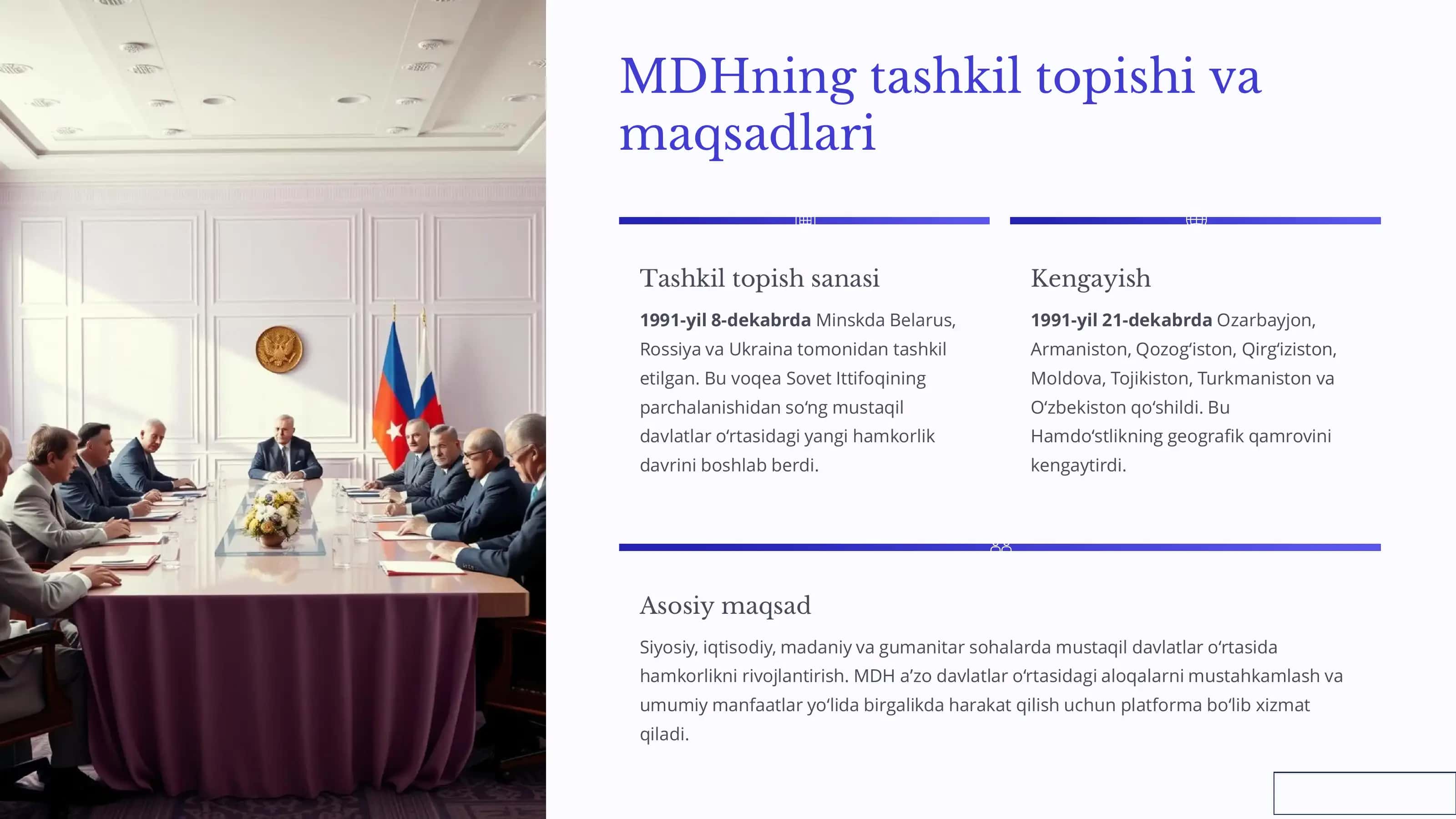 MDH va Markaziy Osiyo davlatlarining iqtisodiy hamkorligi 2