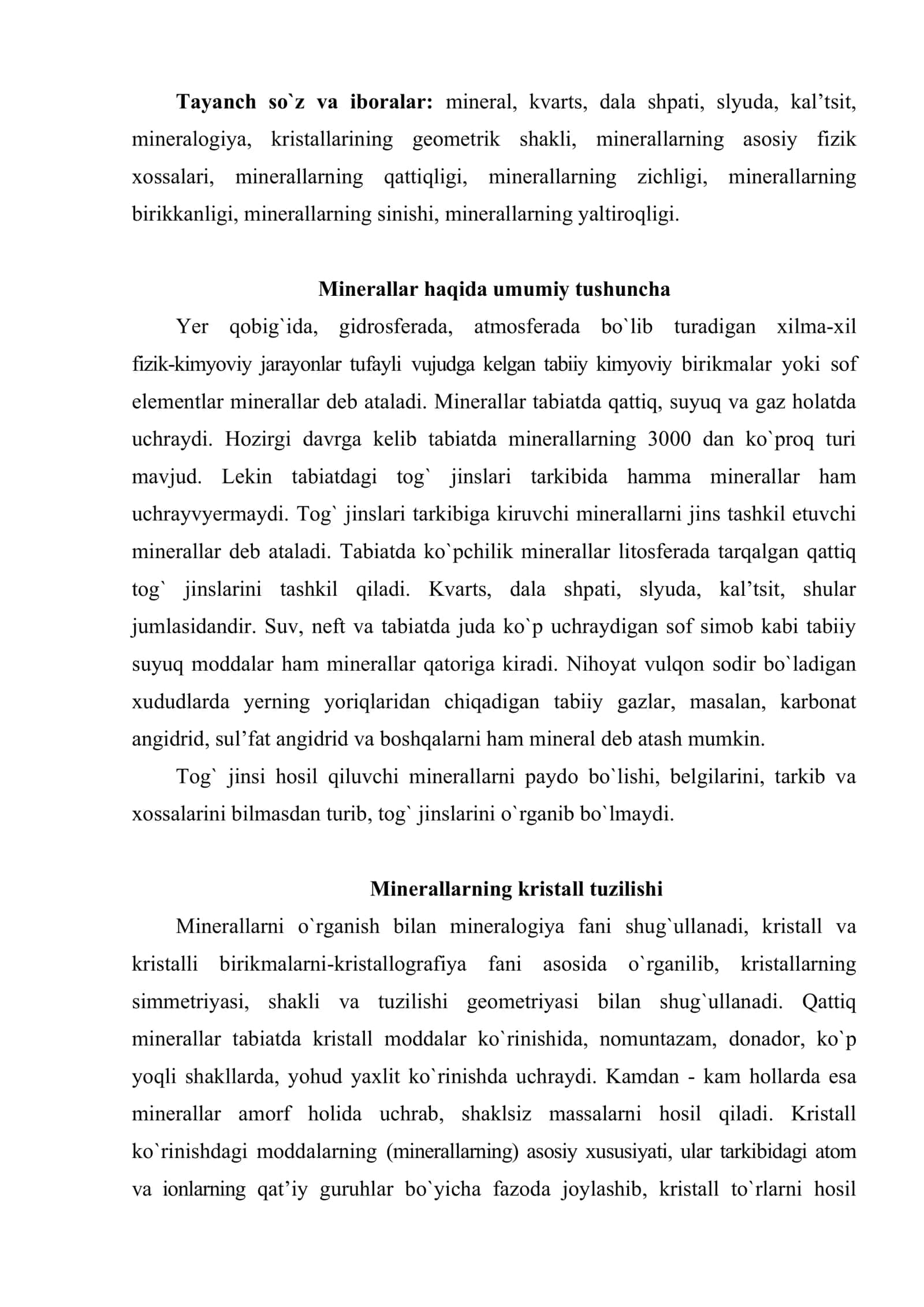 Minerallar 2