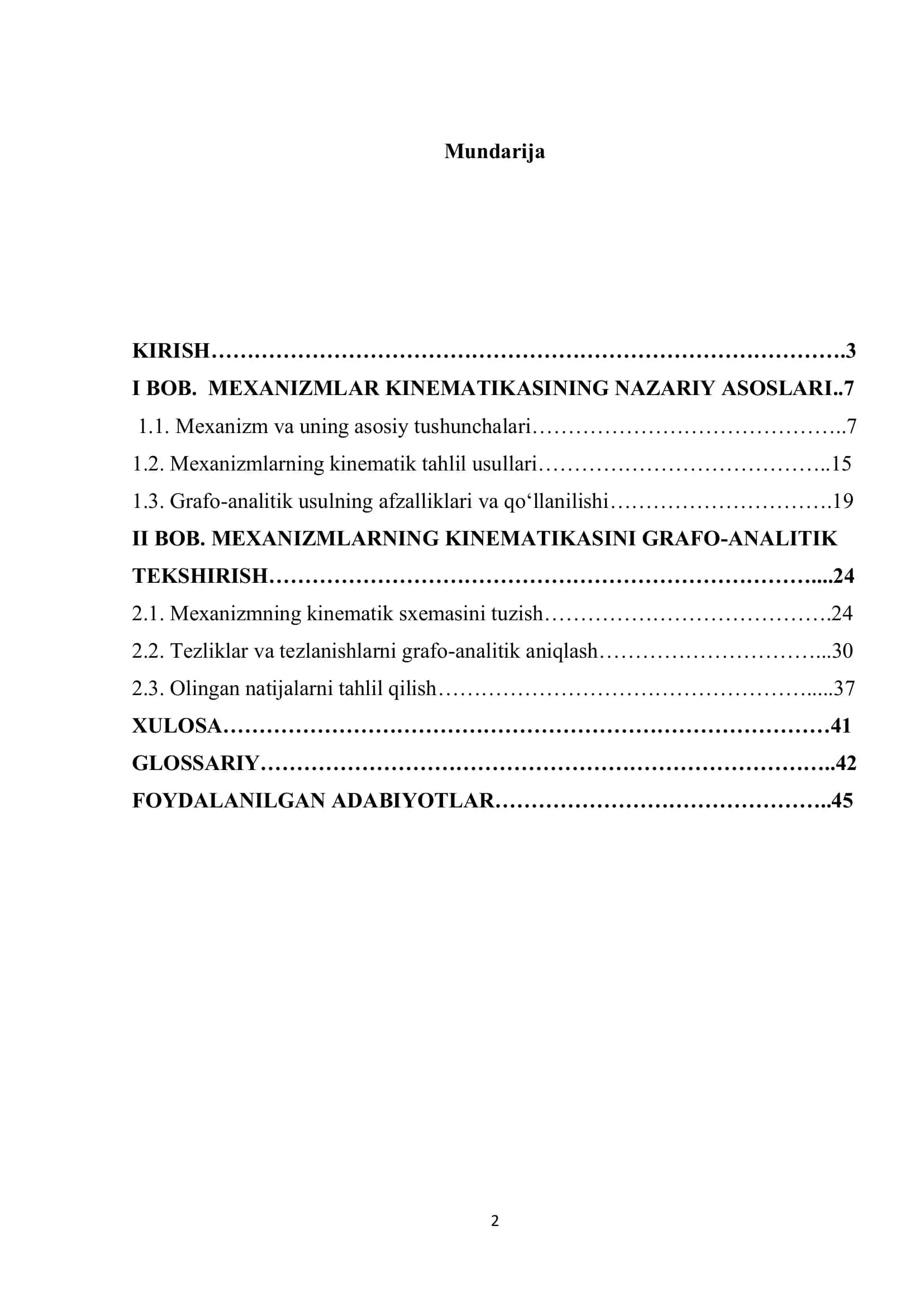 Mexanizmlarning kinematikasini grafo-analitik tekshirish 2