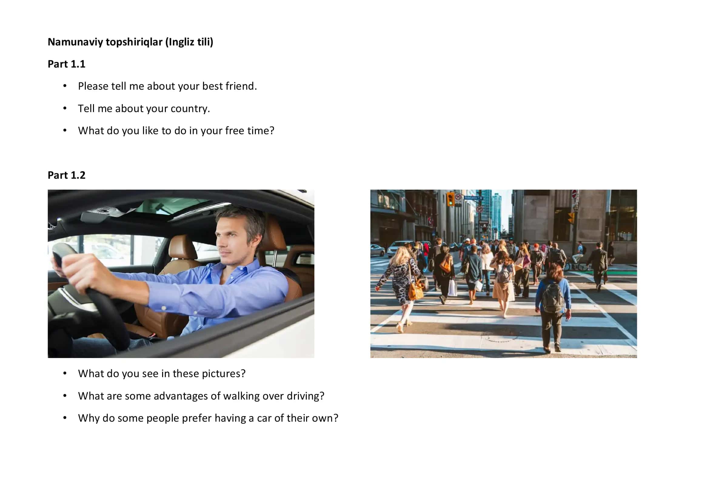 Ko‘p darajali test sinovi gapirish ko‘nikmasi yangi formati 2