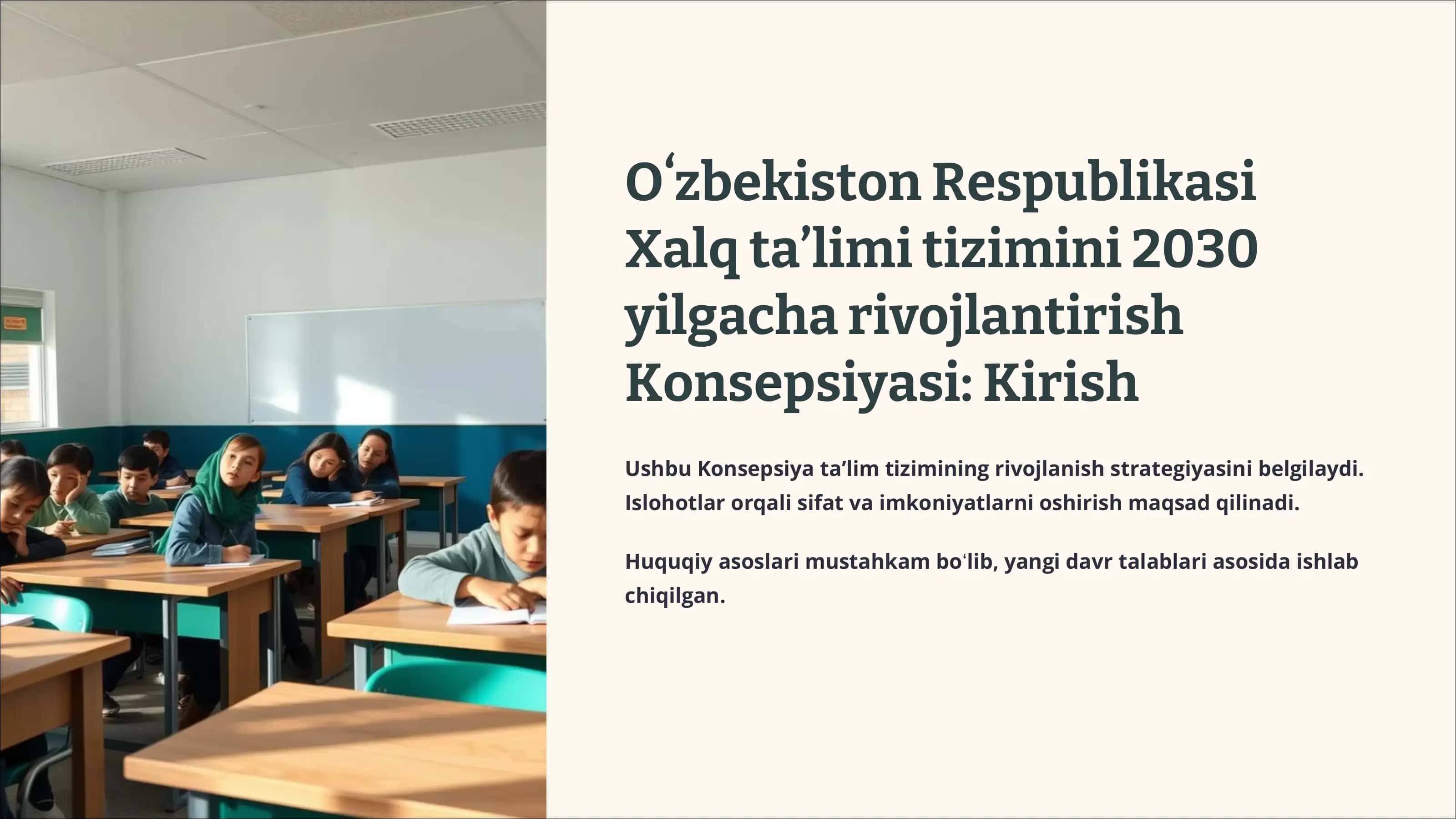 Oʻzbekiston Respublikasi Xalq taʼlimi tizimini 2030 yilgacha rivojlantirish Konsepsiyasida belgilangan vazifalar va kutilayotgan natijalar tahlili 2