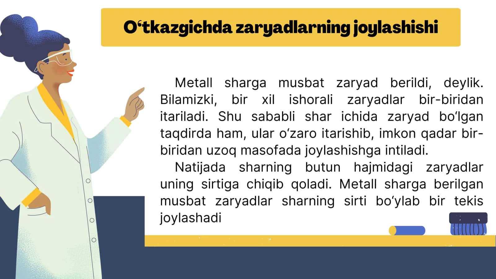Metall sharga musbat zaryad berildi 2