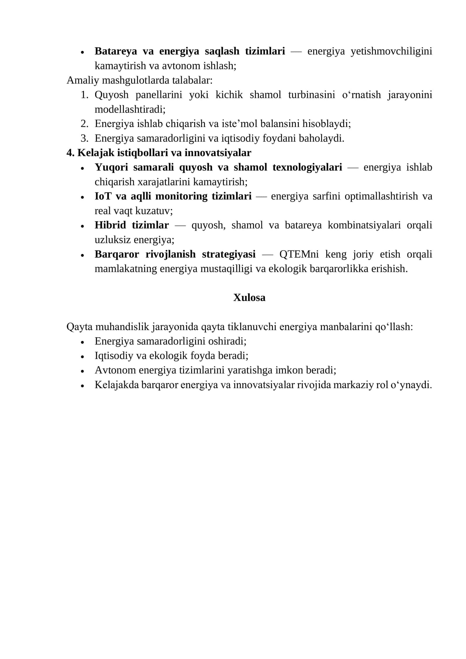 Qayta tiklanuvchi energiya manbalarini o'rganish 2