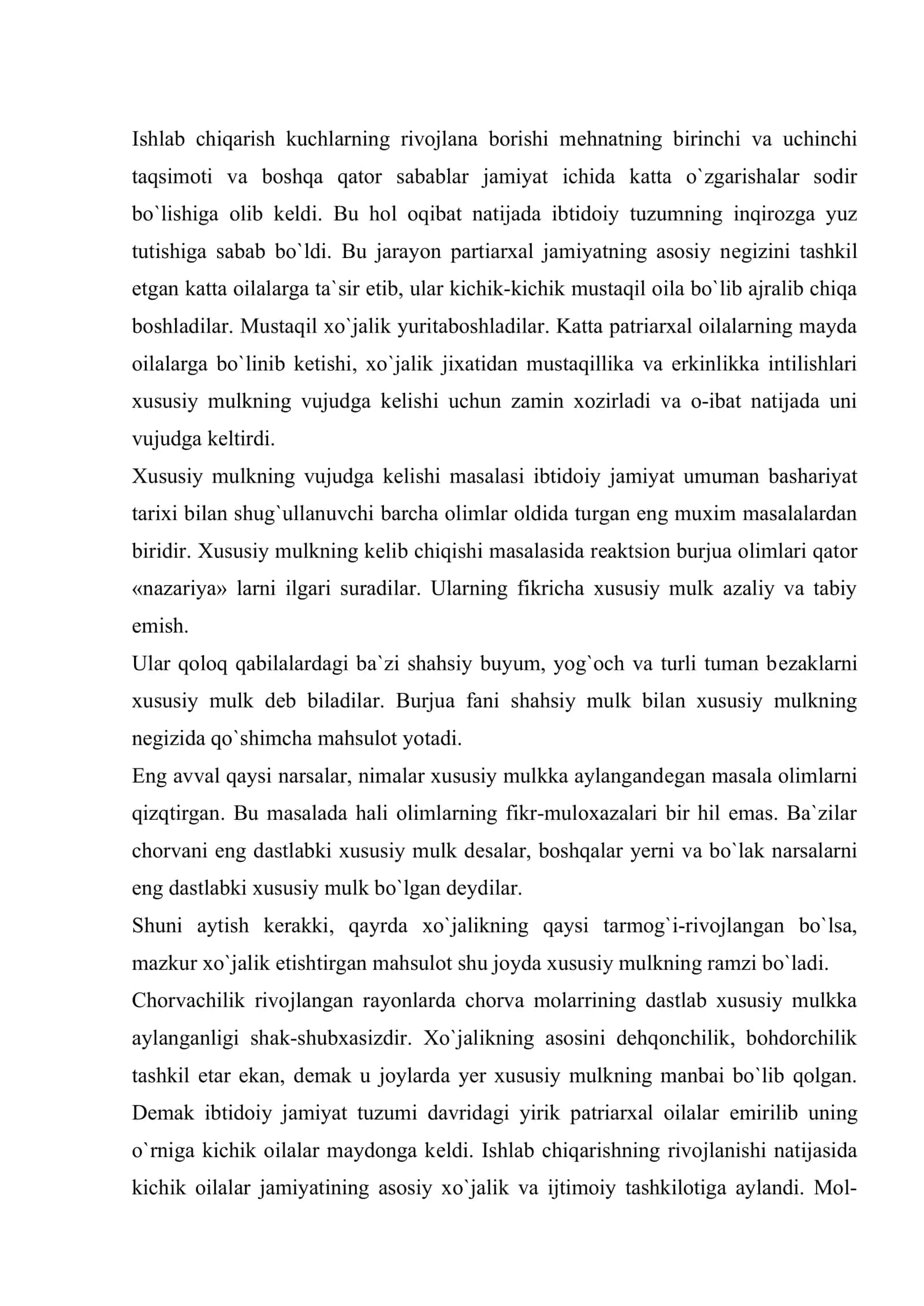 Ibtidoyi jamiyat da sinfiy tabaqalanish va ilk davlat birlashmalarini tashkil topishi 2