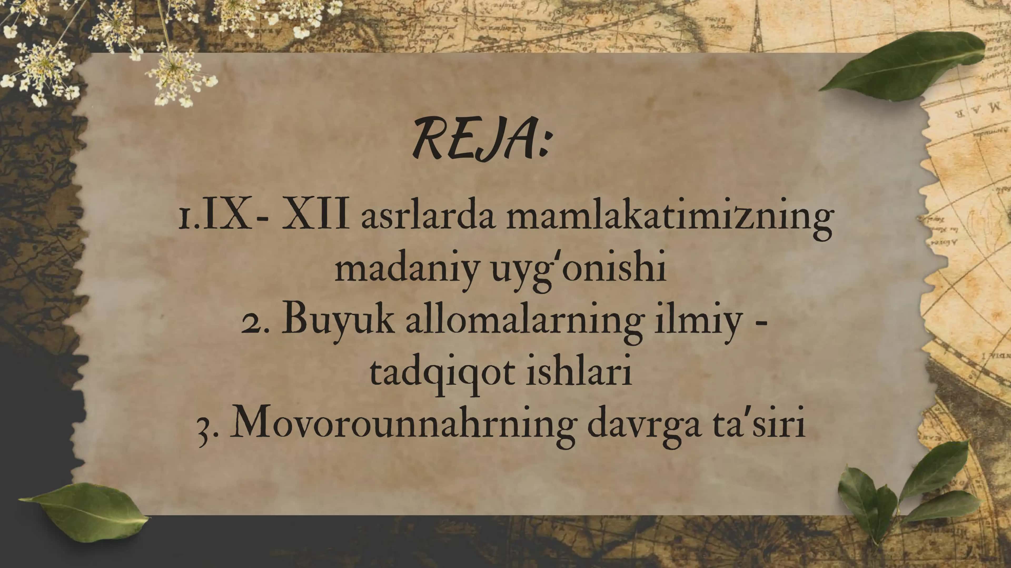 IX- XII asrlarda mamlakatimizda madaniy uygʻonish davri 2