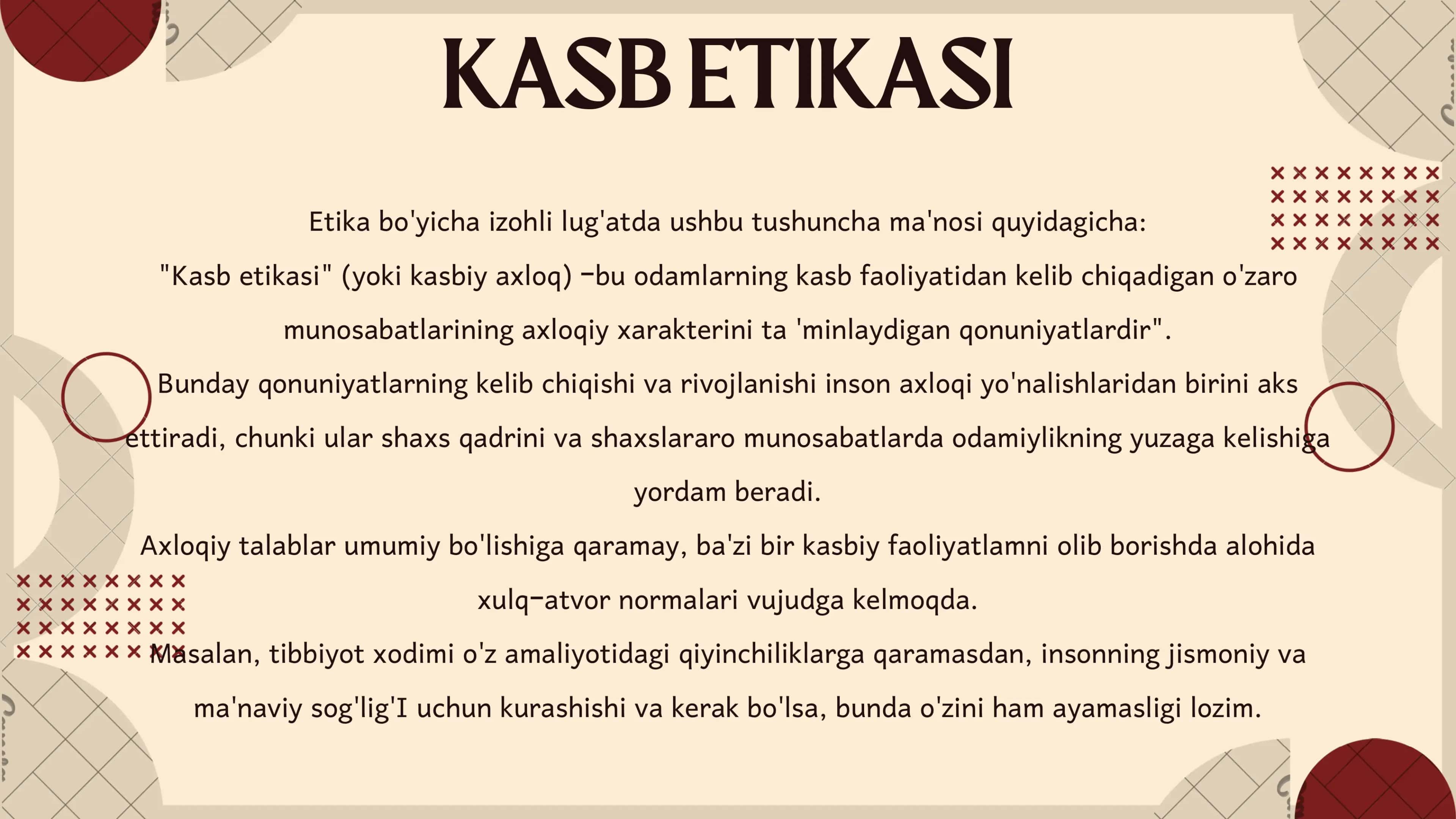 Kasb etikasi haqida 2