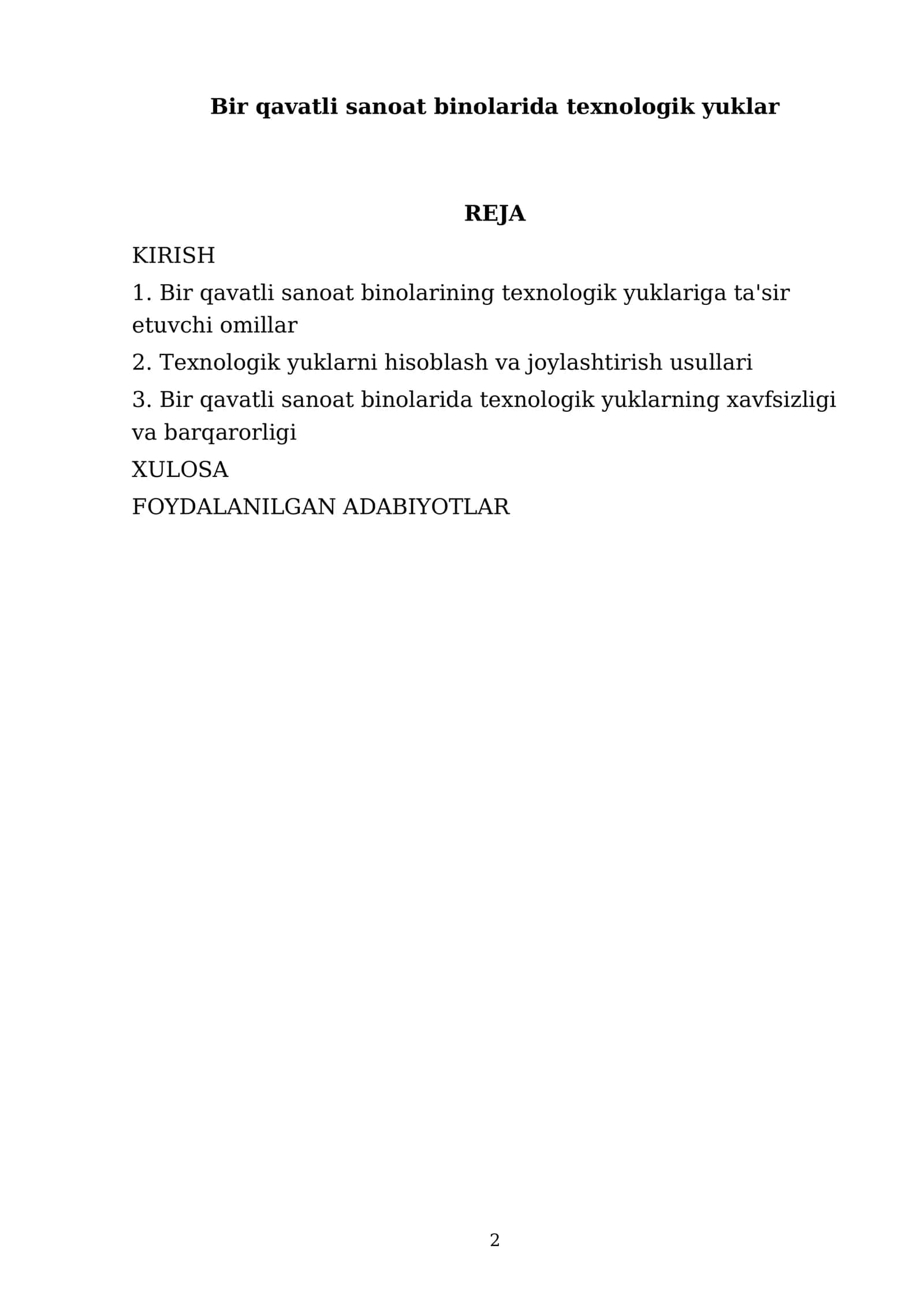 Bir qavatli sanoat binolarida texnologik yuklar 2