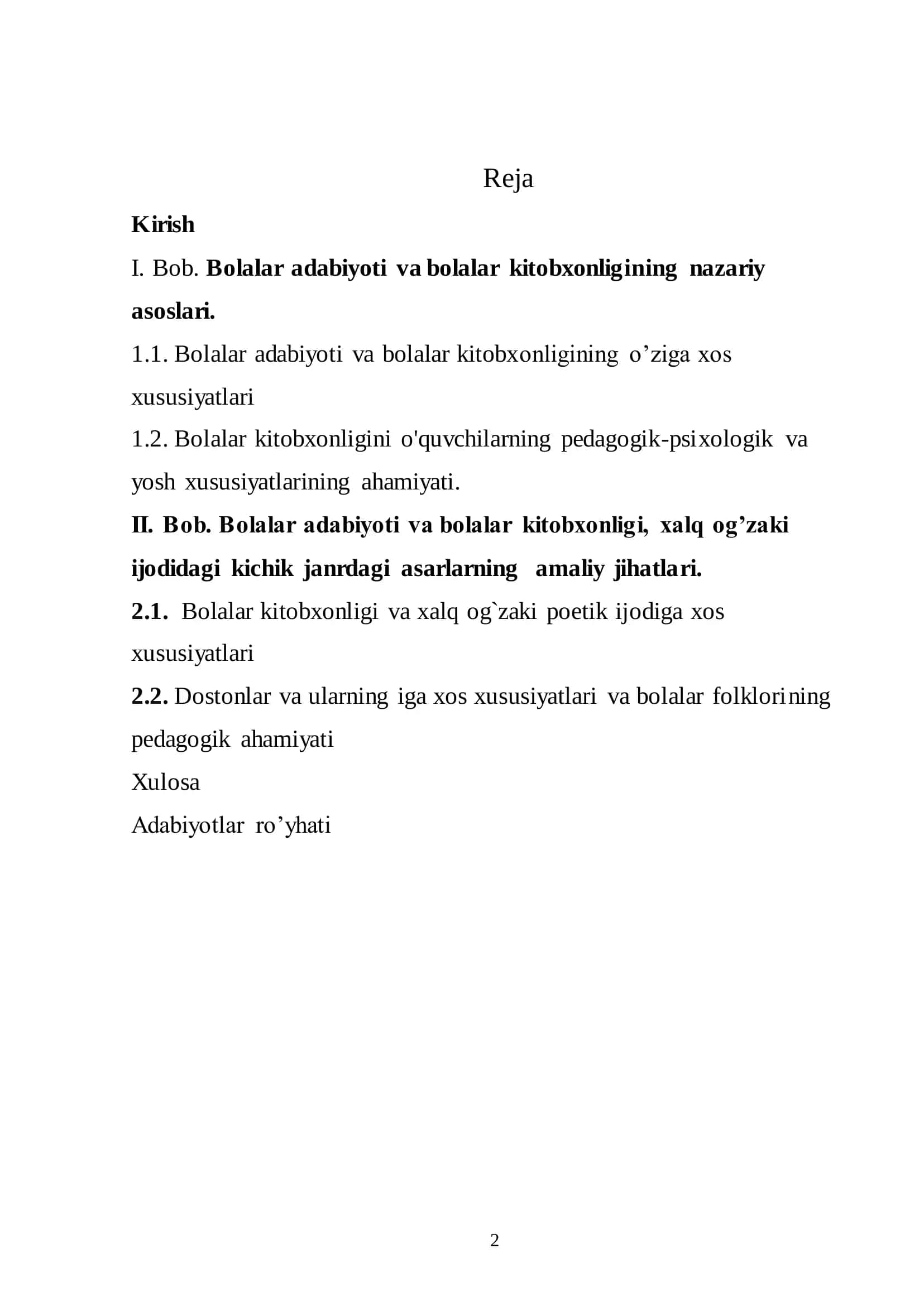 Bolalar adabiyoti va bolalar kitobxonligi, xalq og‘zaki ijodidagi kichik janrdagi asarlar 2
