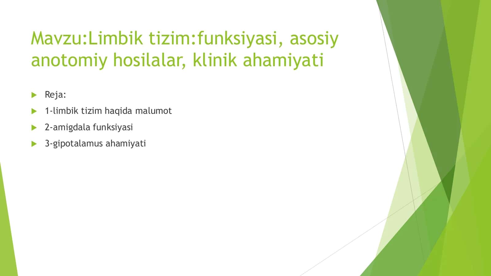 Limbik tizim: funksiyasi, asosiy anotomiy hosilalar, klinik ahamiyati 2
