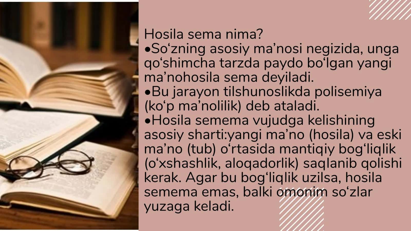 Monosemiya va polisemiya. Hosila maʼnoning vujudga kelish yoʻllari va usullari 2