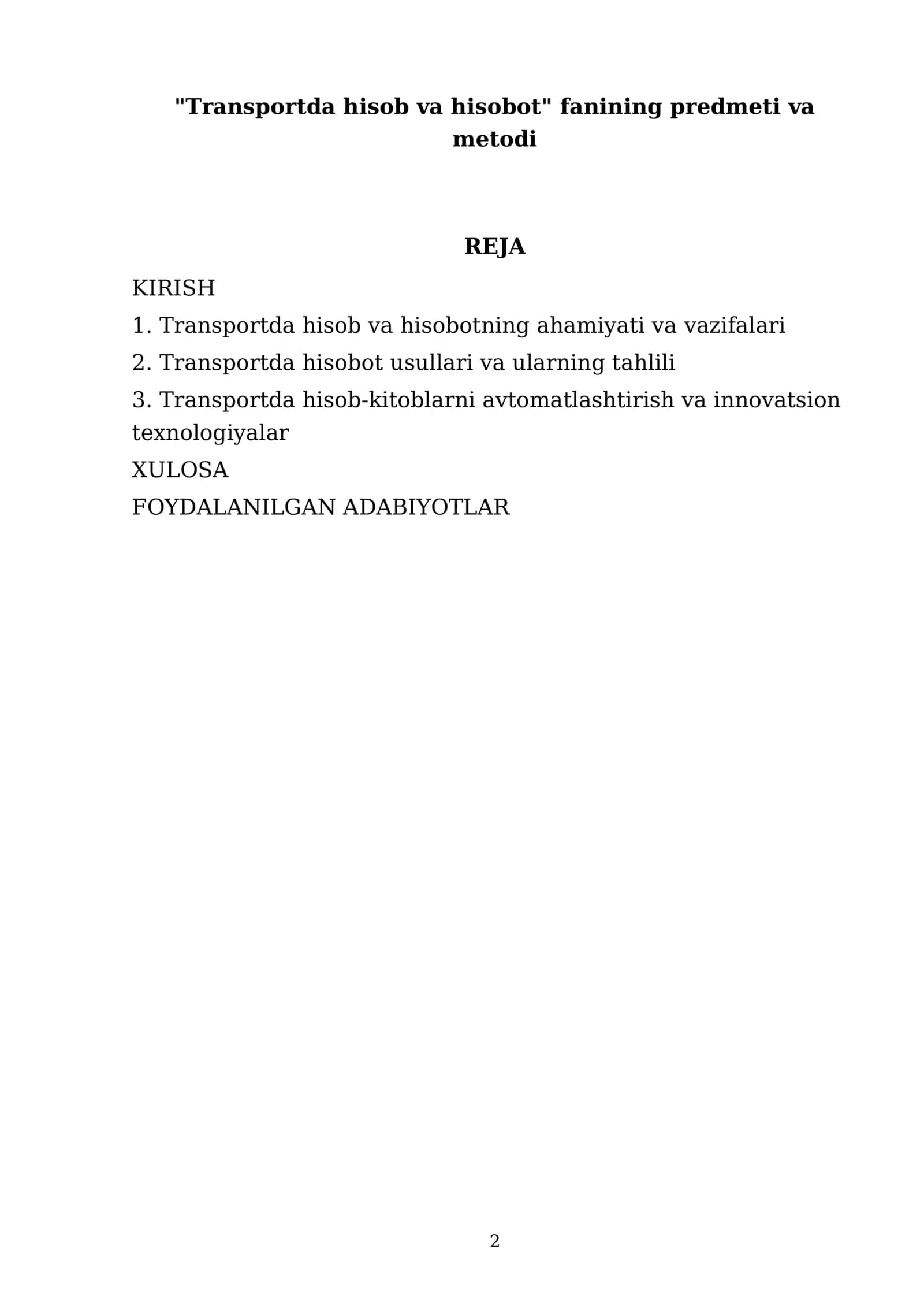"Transportda hisob va hisobot" fanining predmeti va metodi 2