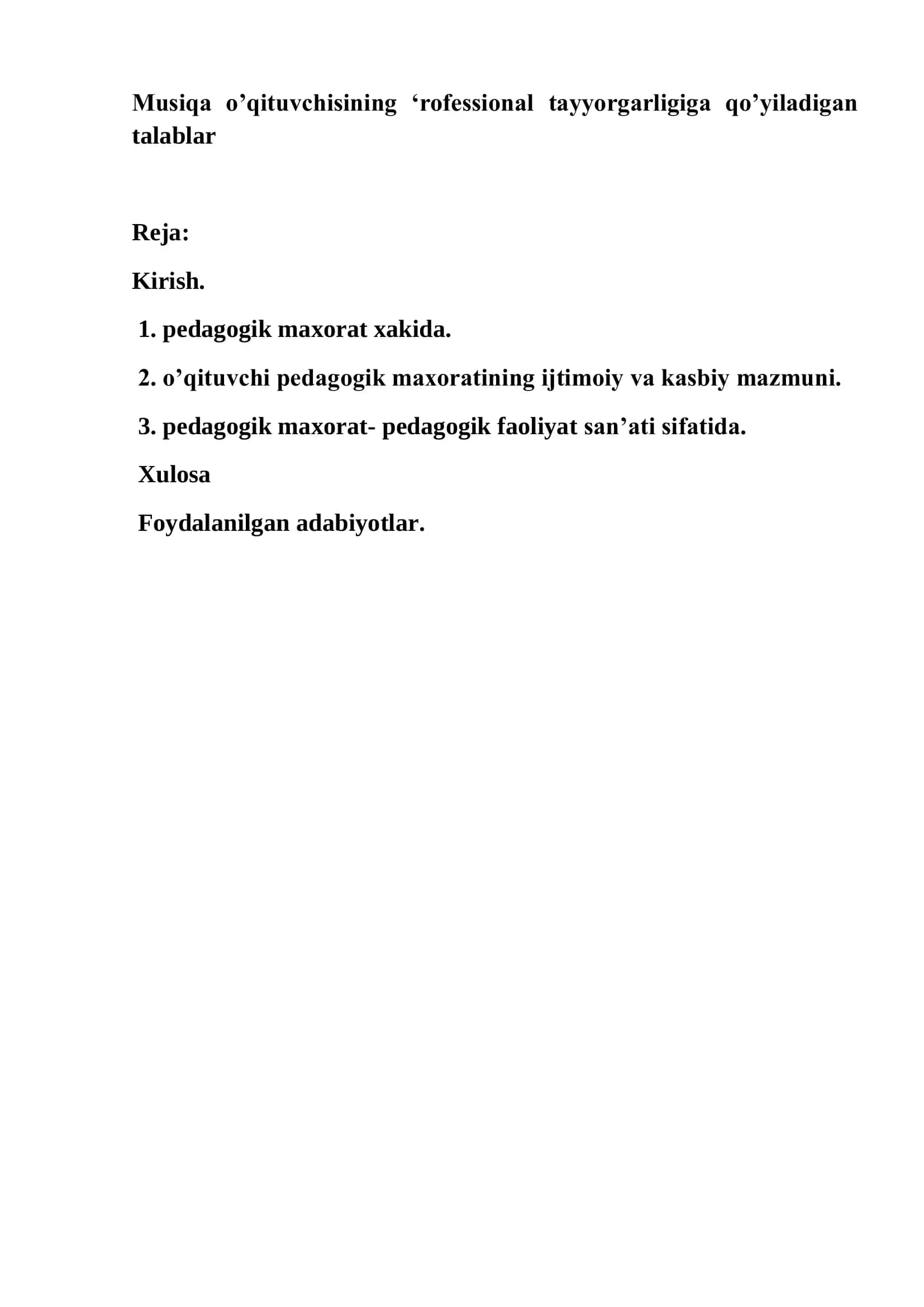 Musiqa o'qitish nazariyasi va metodikasi 2