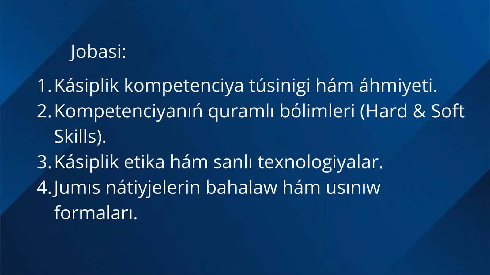Kásiplik kompetenciya hám onıń mazmunı 2