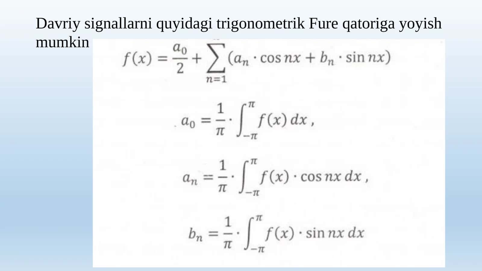 Fure qatori va diskret modulyatsiya 2