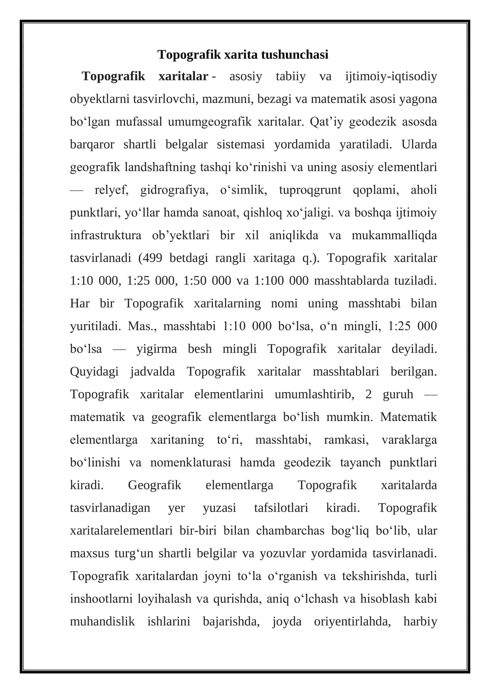 Topografik xaritalardan foydalanib relyef turlari va shakllarini aniqlash 2