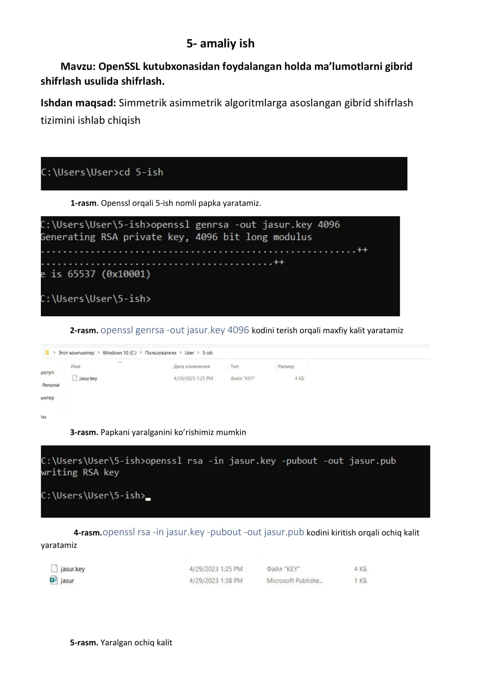 OpenSSL kutubxonasidan foydalangan holda maʼlumotlarni gibrid shifrlash usulida shifrlash 2
