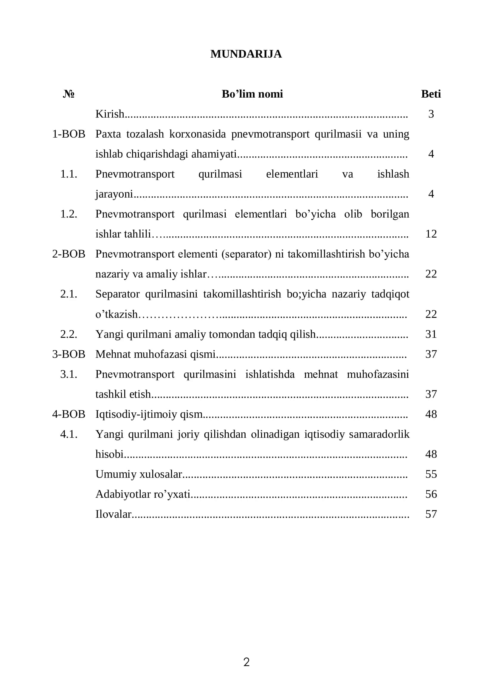 Paxtani havо yordamida tashish qurilmasi elementlarini takоmillashtirish 2