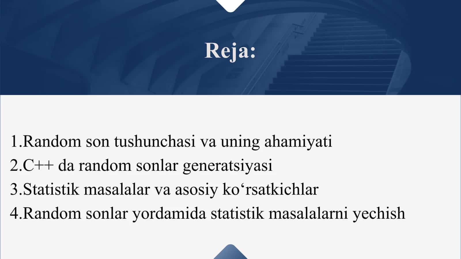 Random sonlar generatsiyasi va statistik masalalar yechimi 2