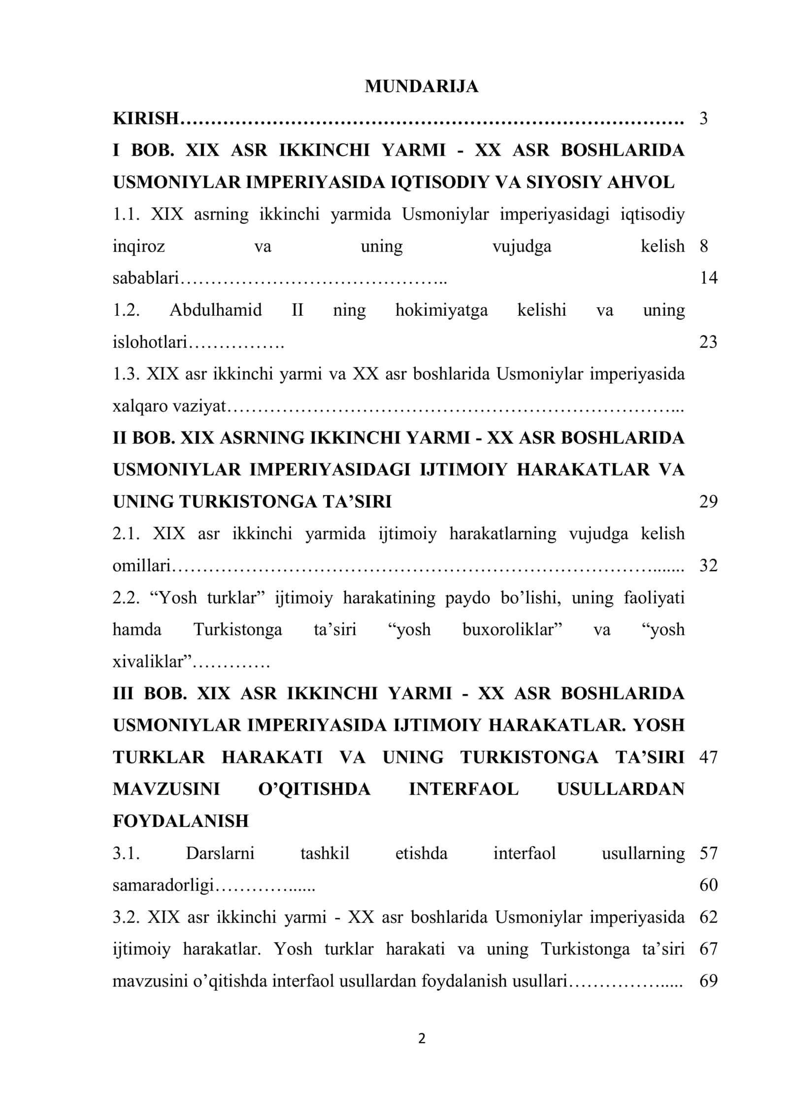 XIX asr ikkinchi yarmi - XX asr boshlarida Usmoniylar imperiyasida ijtimoiy harakatlar. Yosh turklar harakati va uning Turkistonga ta’siri 2