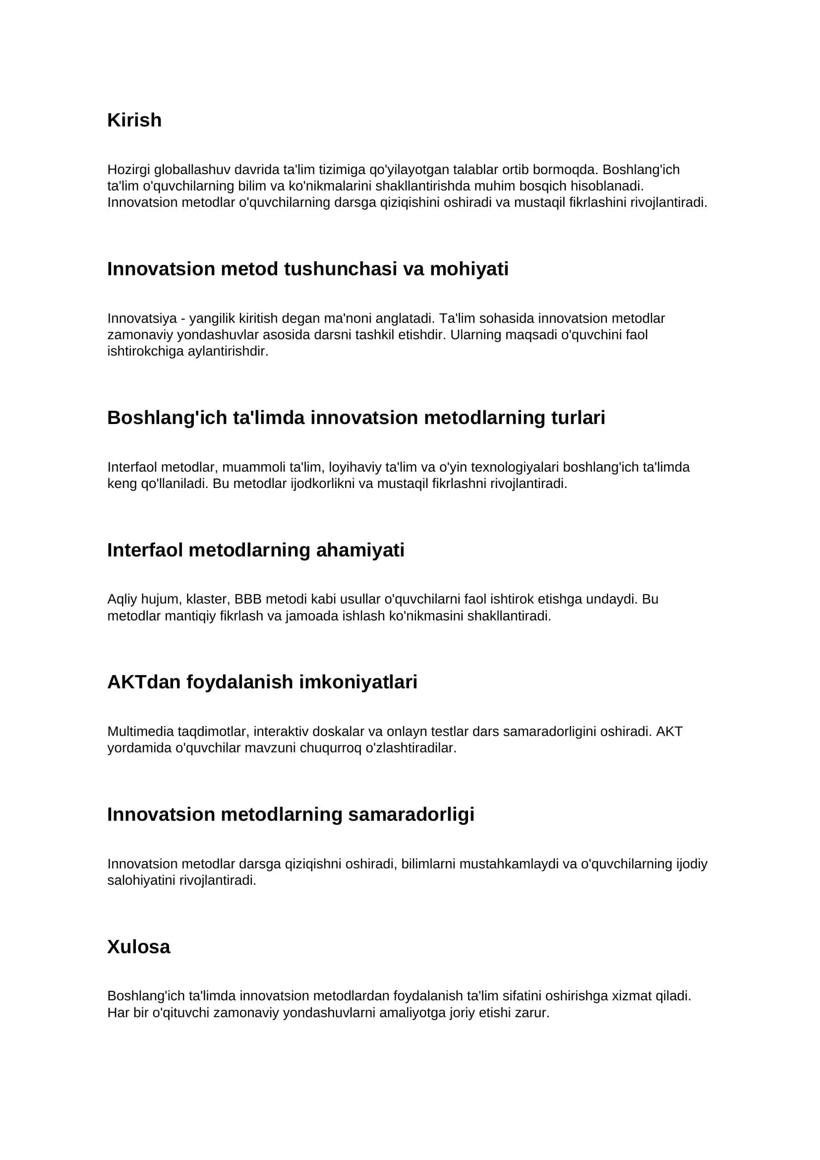 Boshlang'ich ta'limda Innovatsion Metodlar 2