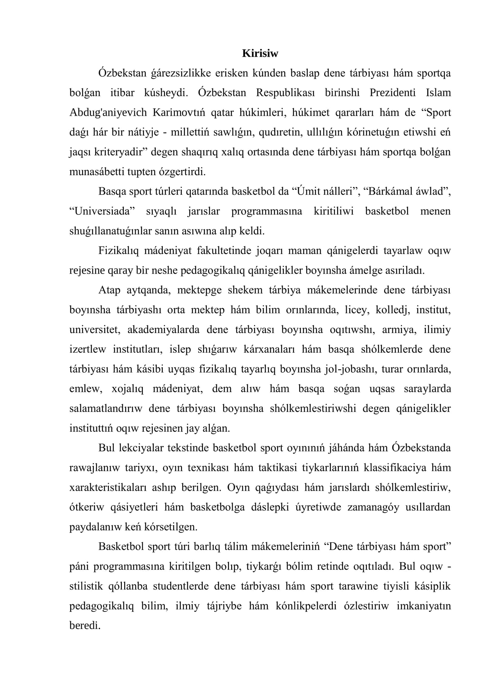 Oyın texnikasına dáslepki úyretiw tiykarları 2