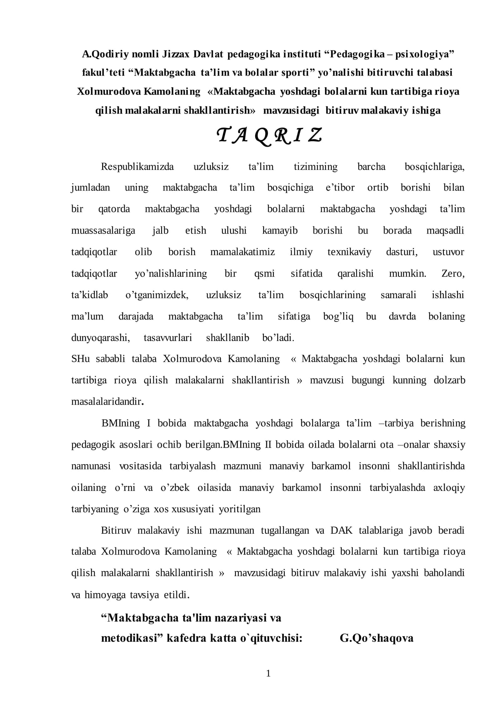Maktabgacha Yoshdagi Bolalarni Kun Tartibiga Rioya Qilish Malakalarni Shakllantirish 2