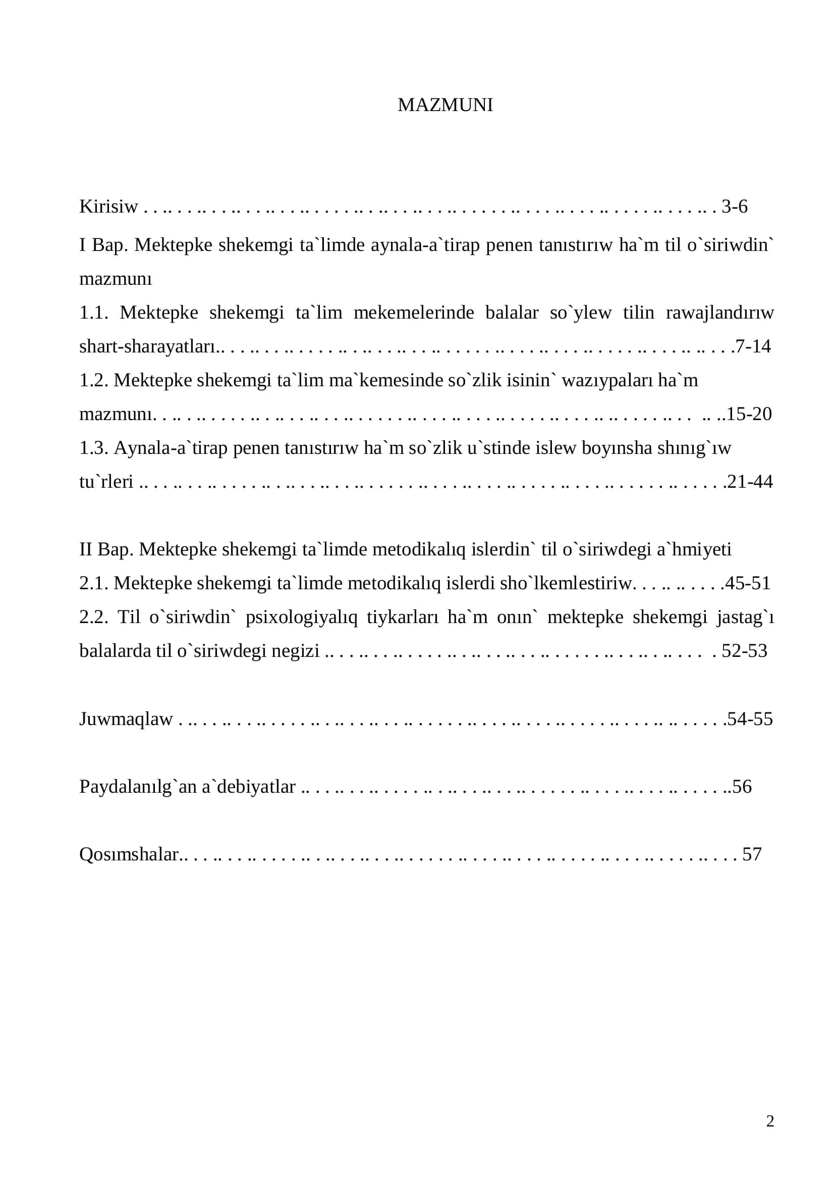"Mektepke Shekemgi Ta'lim Ha'm Balalar Sportı Ta'lim Bag'darının 4G Kurs Talabası" 2