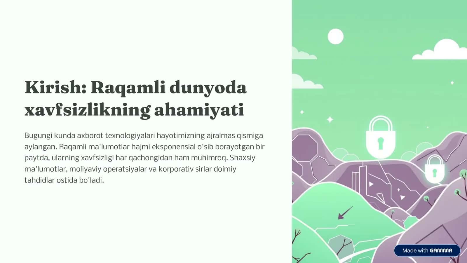 Axborot xavfsizligi.i ta'limi: raqamlar va autentifikatsiya usullari 2