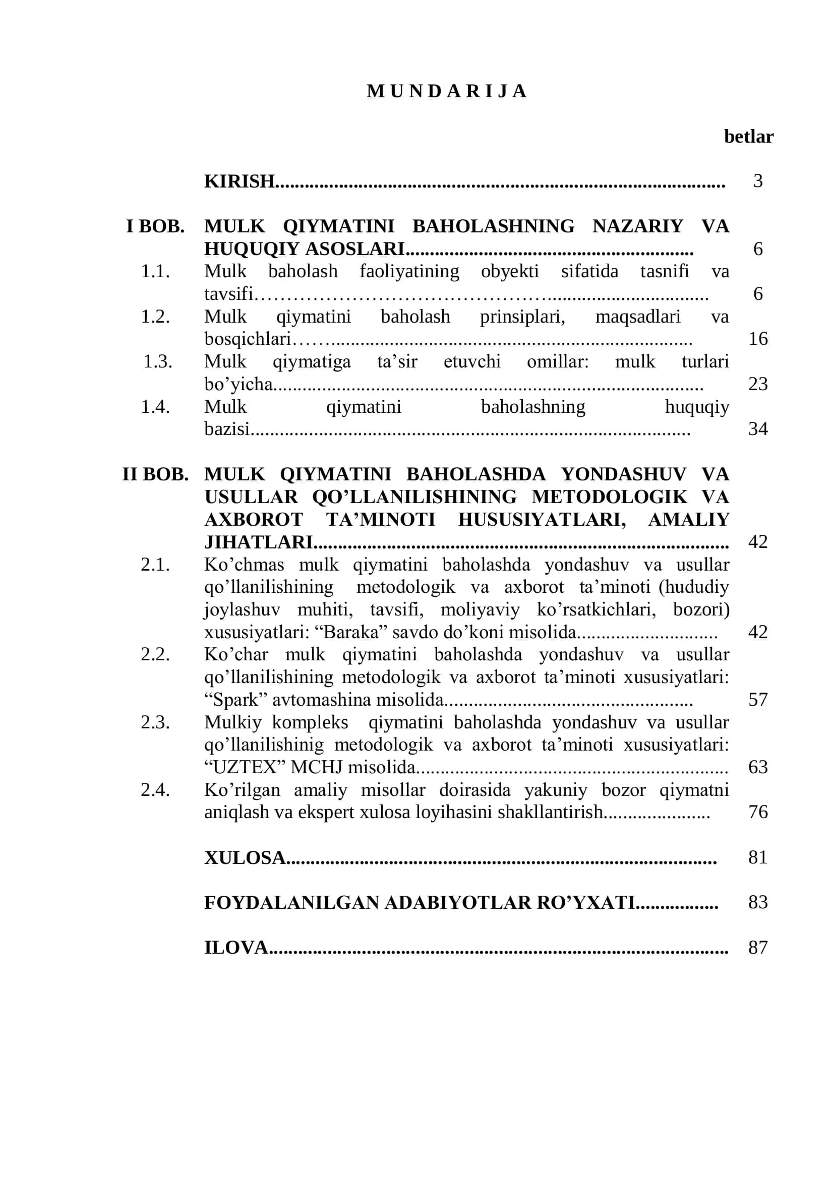MULKNING BAHOLASHDA YONDASHUV VA USULLARNING QO'LLANILISHI 2