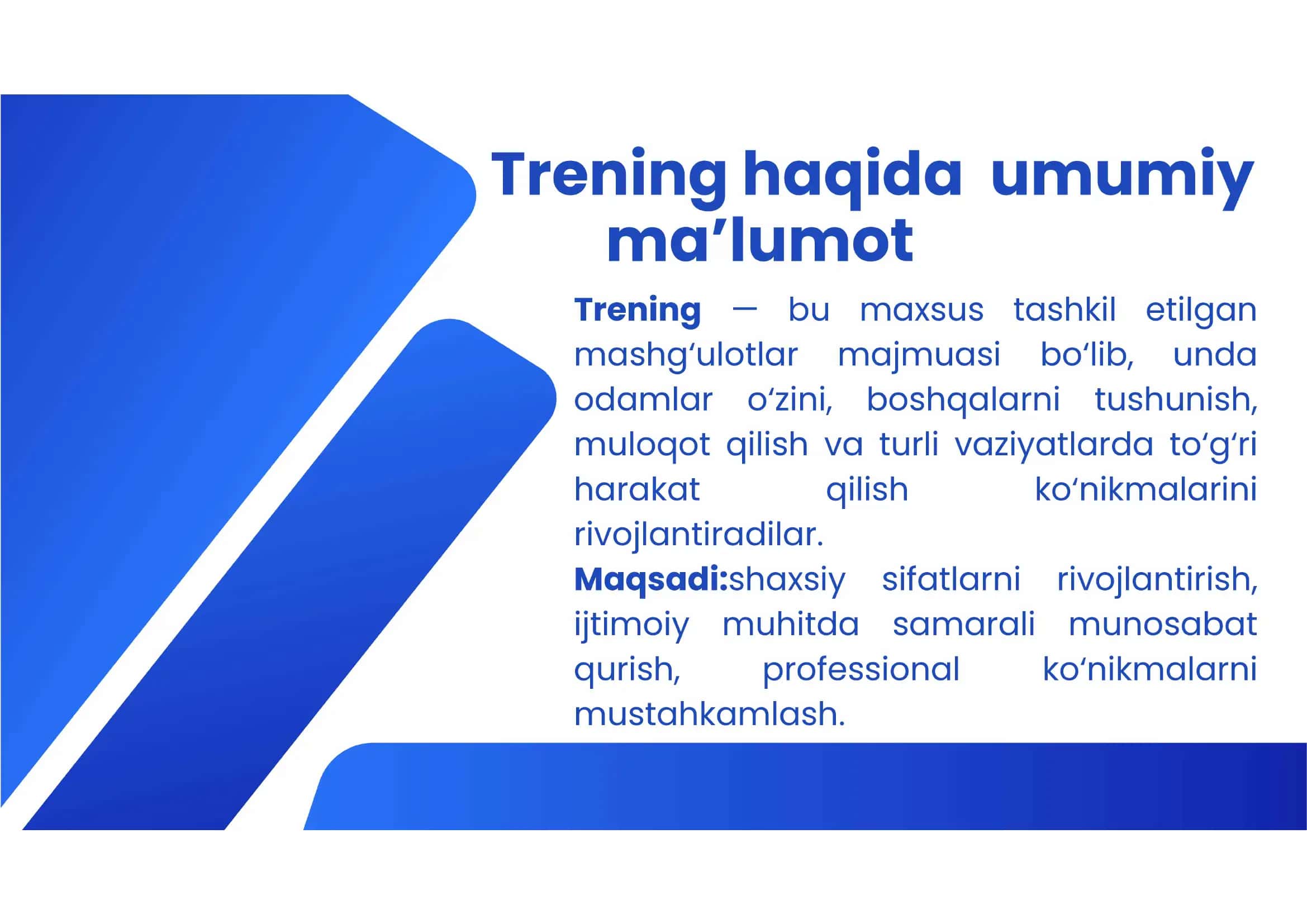 Trening haqida ma'lumot 2