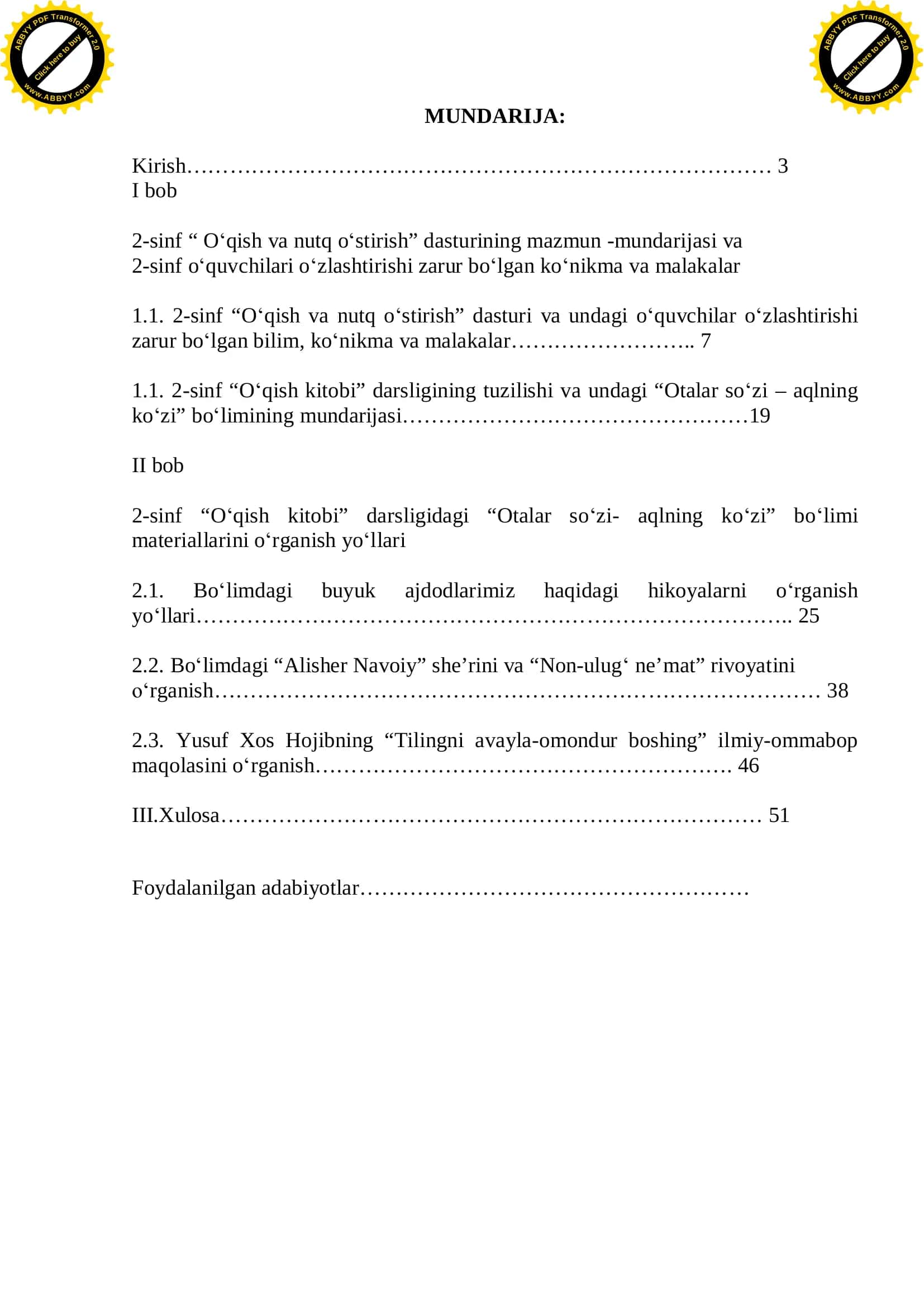 2-sinf "O'qish va nutq o'stirish" dasturi 2