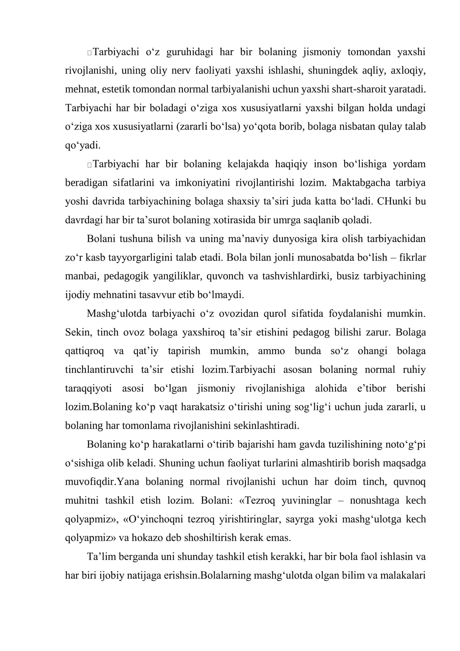 MAKTABGACHA TA’LIM TASHKILOTIDA TA’LIM FAOLIYATINI TO’G’RI TASHKIL ETISHNING MAZMUNI 2