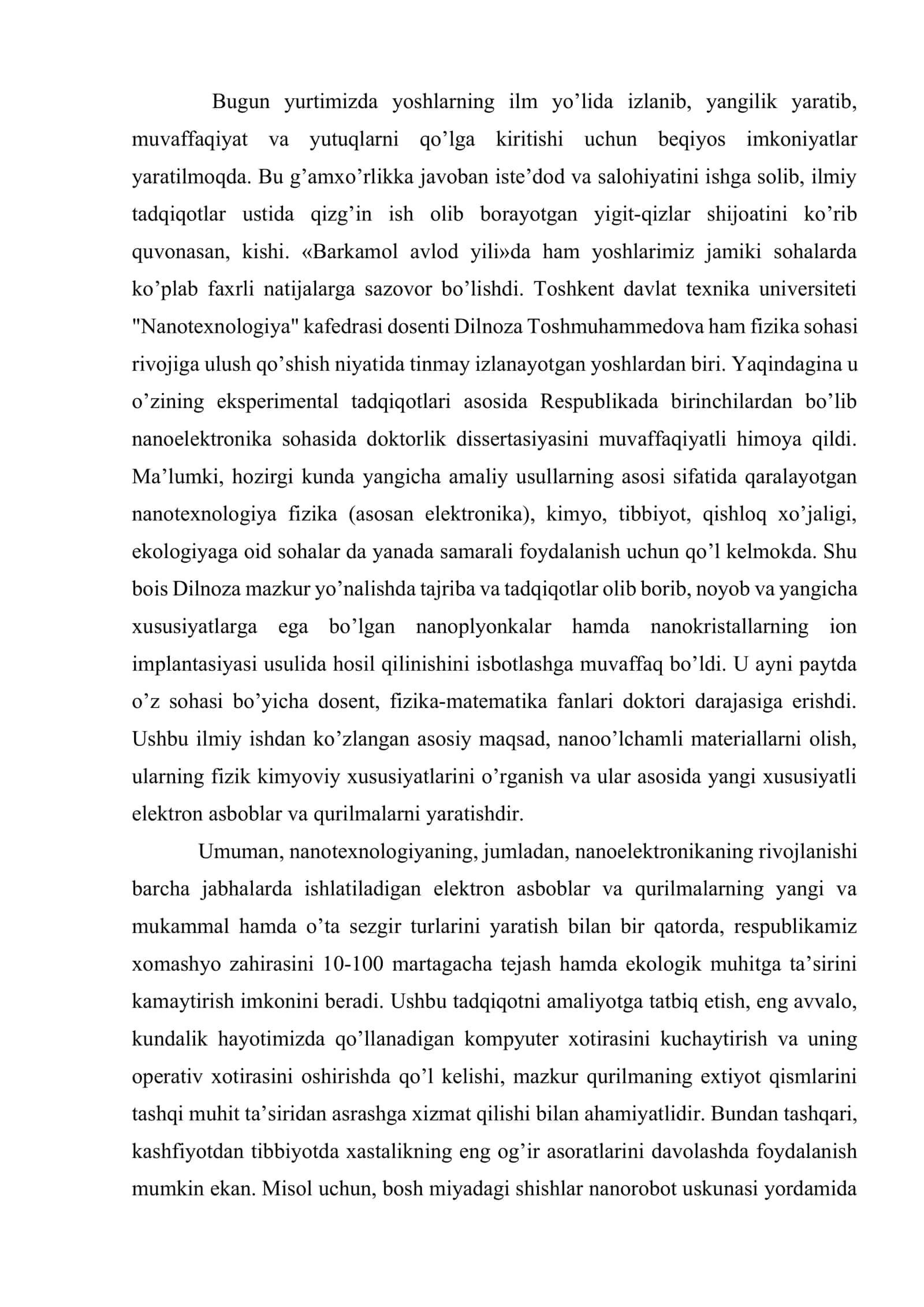 Nano o’lchamli yupqa qatlamlarning tuzilishi va xossalari 2