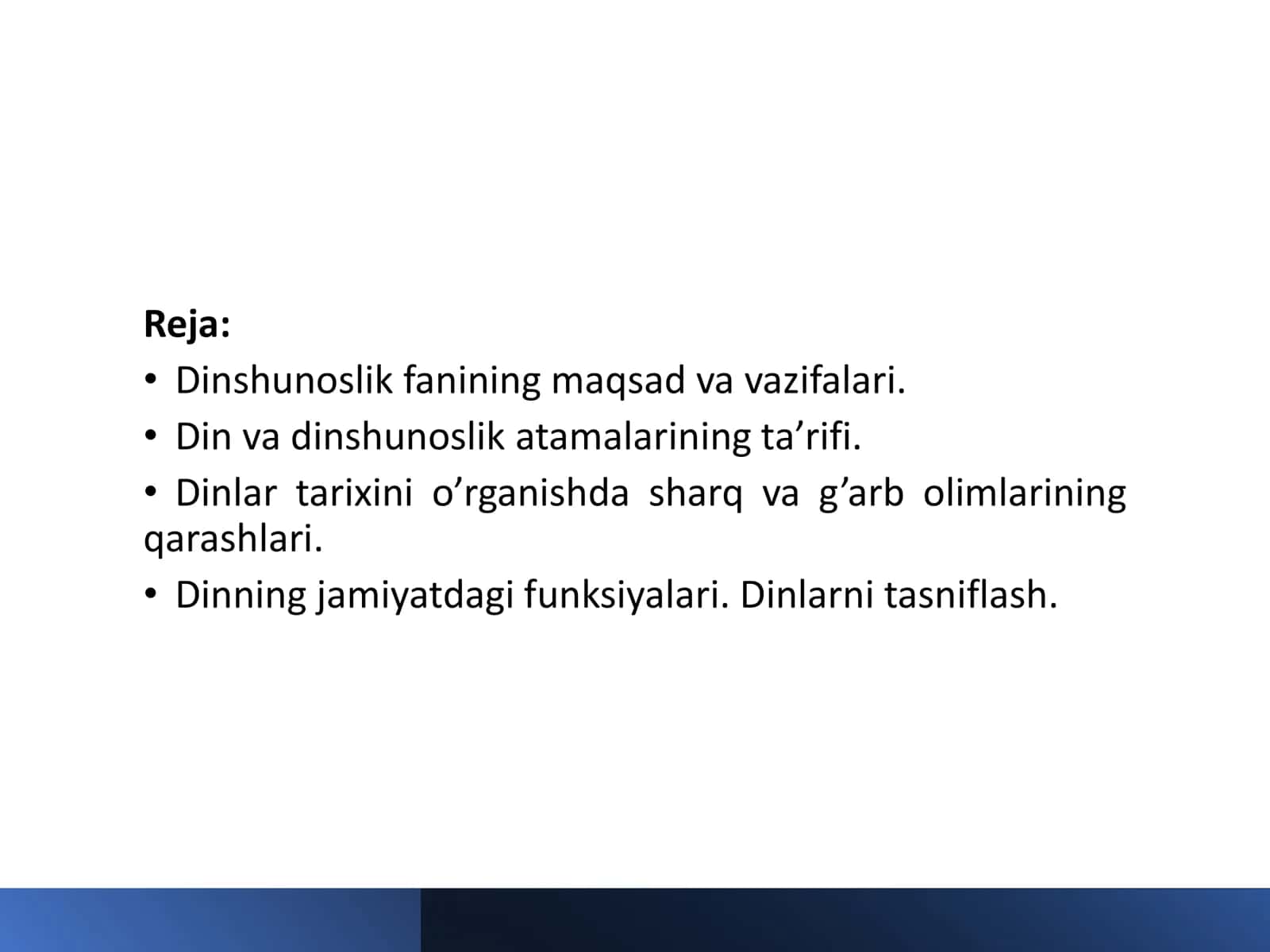 DINSHUNOSLIK FANINING PREDMETI, MAQSADI VA VAZIFALAR 2