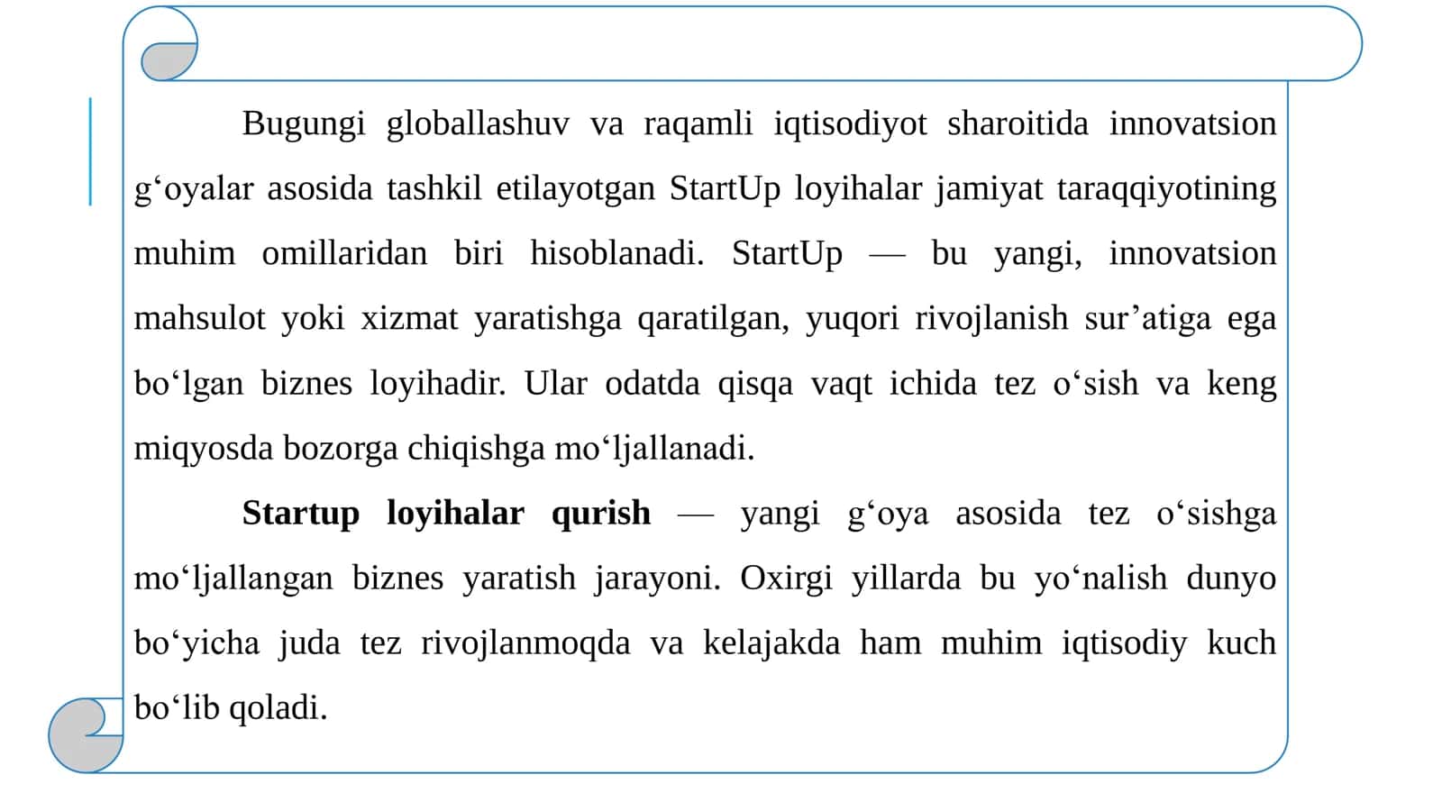 Startup loyihalar qurish va uning kelajagi 2