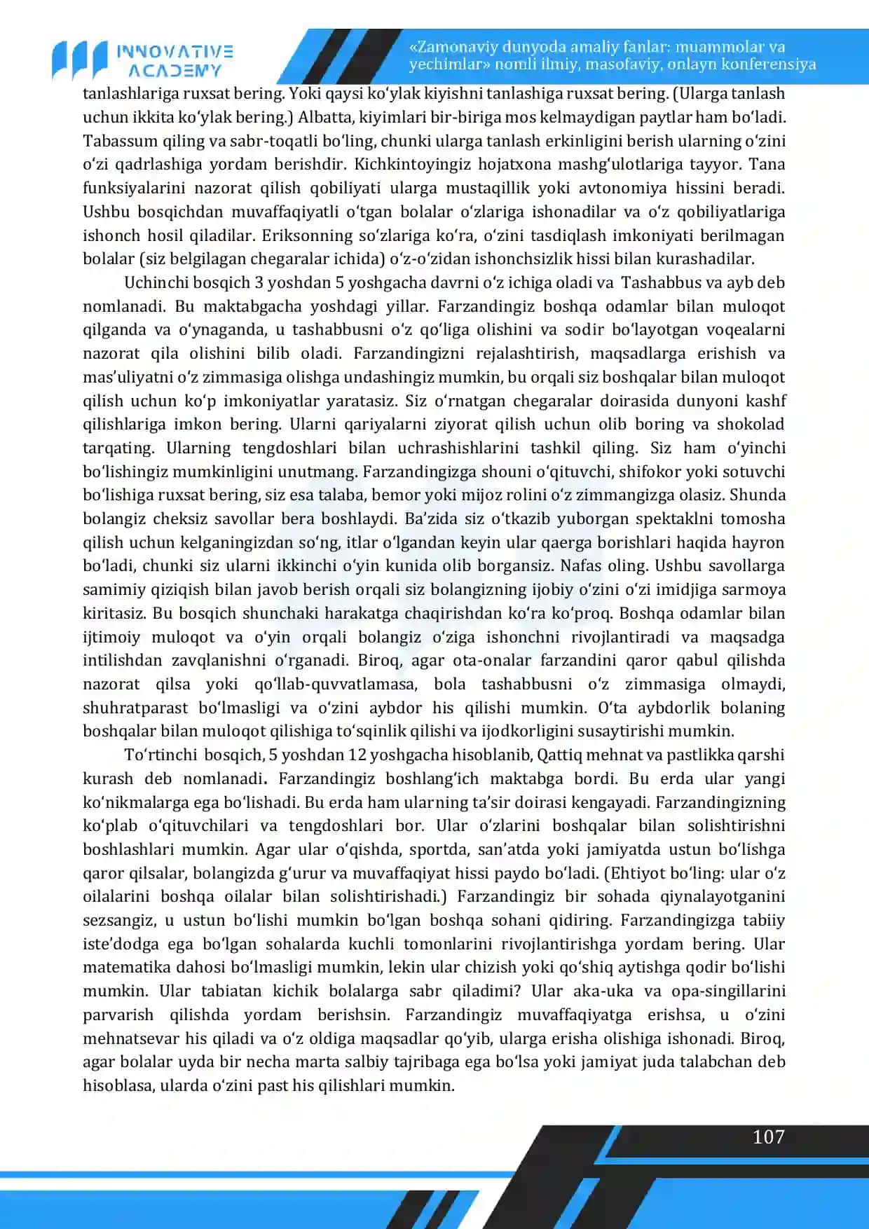 E.Eriksonning shaxs rivojlanishini psixo-ijtimoiy bosqichlari 2