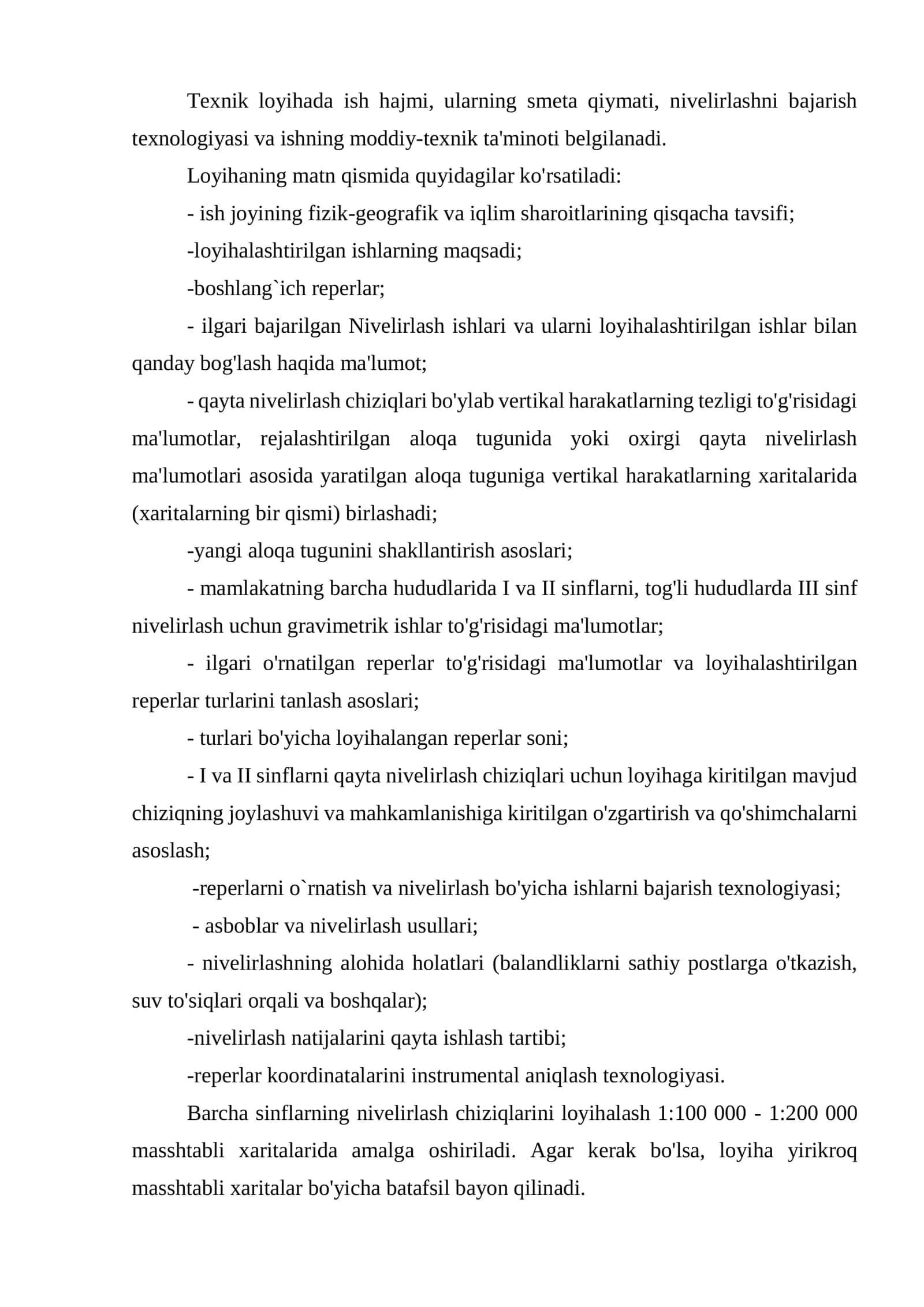 Nivelir tarmog’i loyihasini tuzish 2