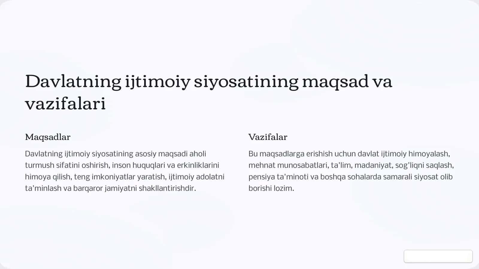 Davlatning ijtimoiy siyosati 2