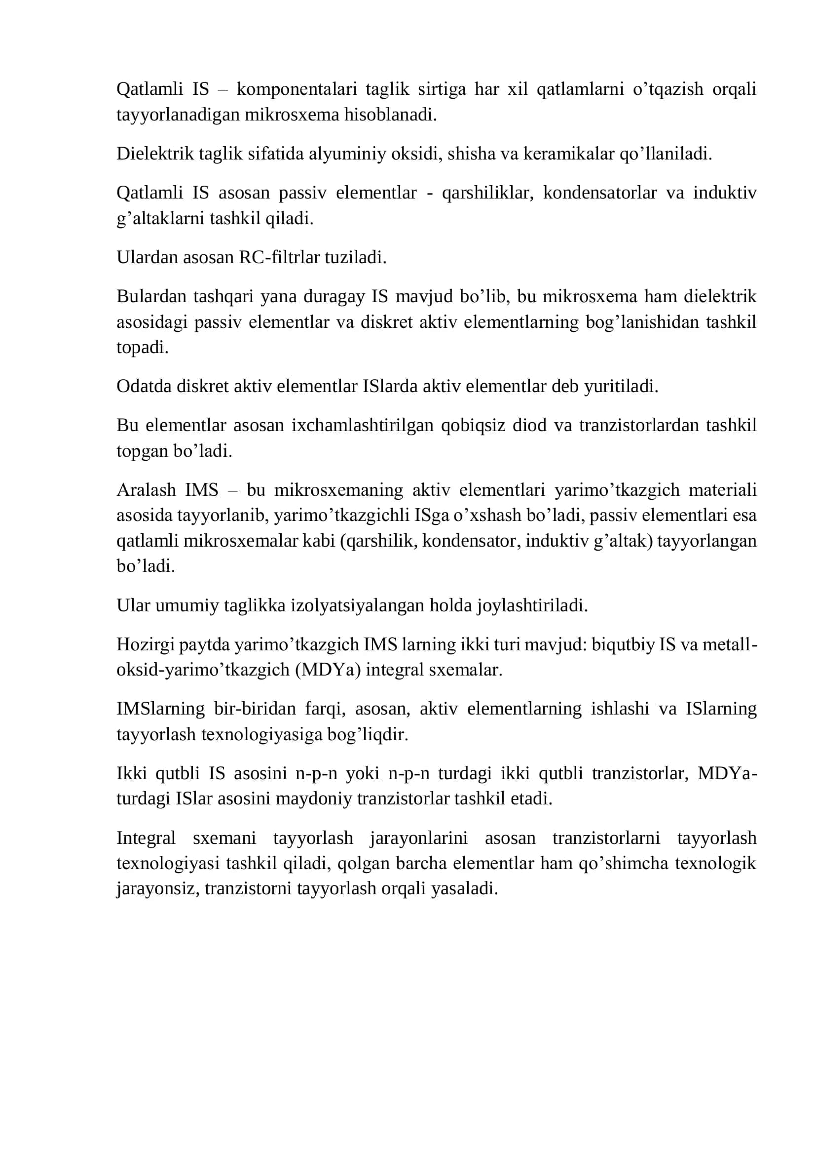 IMS tayyorlash texnologiyasi va klassifikatsiyasi 2
