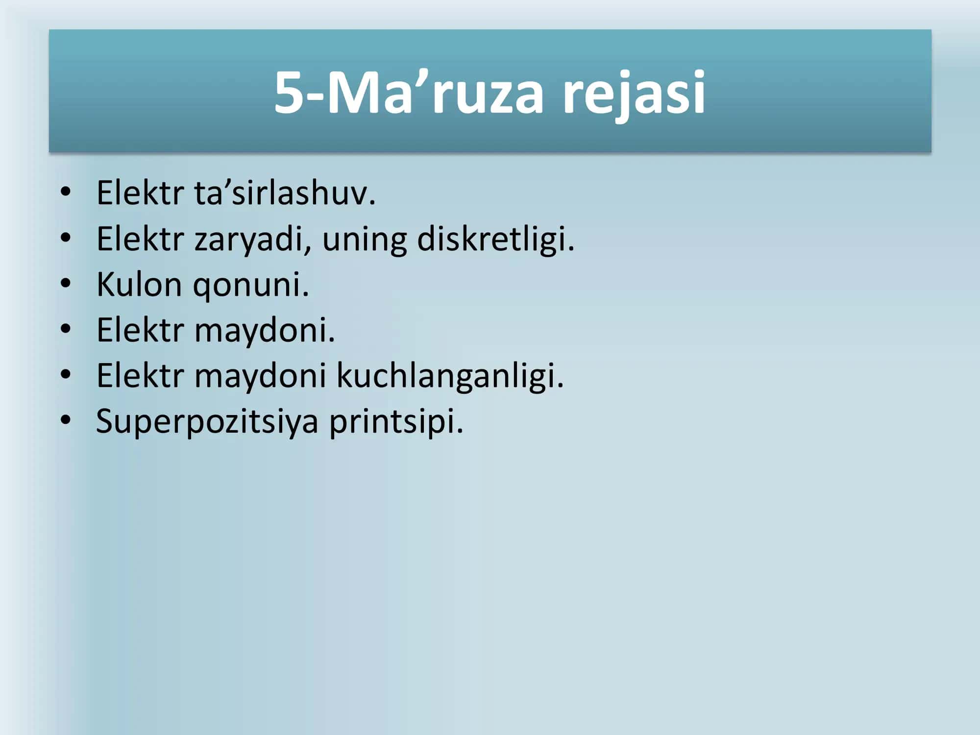 Elektr zaryadi, zaryadning diskretligi va uning saqlanish qonuni 2