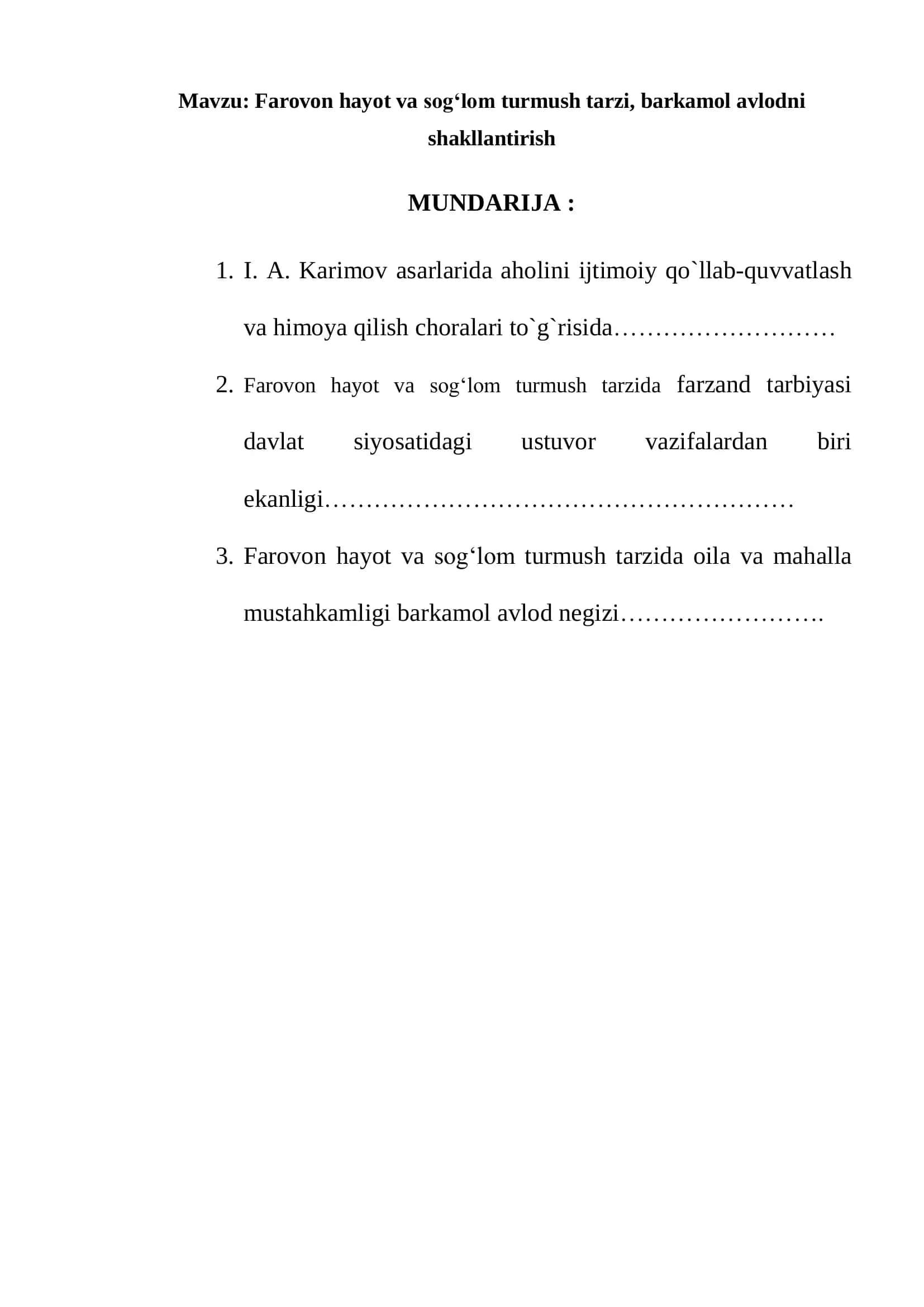 Farovon hayot va sog‘lom turmush tarzi 2