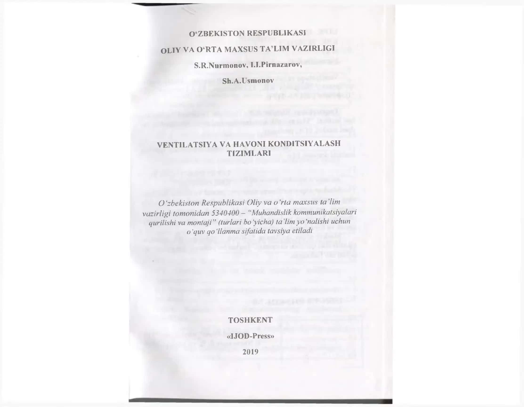 Ventilyatsiya va havoni konditsiyalash tizimlari 2