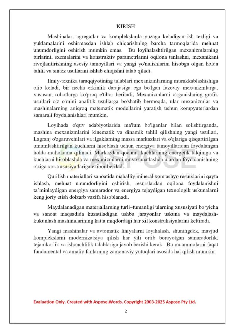 Yassi bog'lanish mexanizmlarining kinematik tahlili (grafik usul) 2