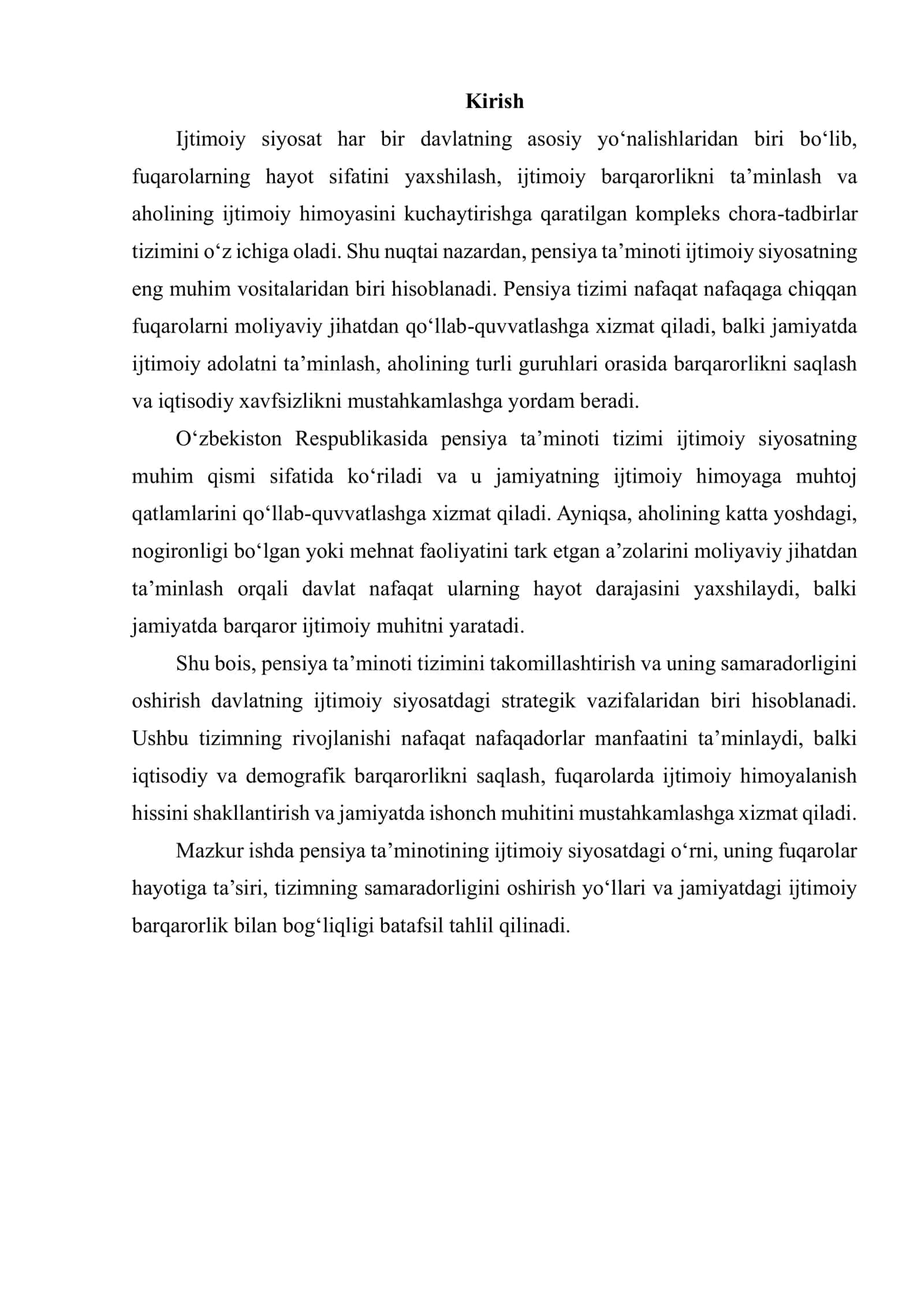 IJTIMOIY SIYOSATNI AMALGA OSHIRISH BORASIDA PENSIYA TAʼMINOTINING OʻRNI 2